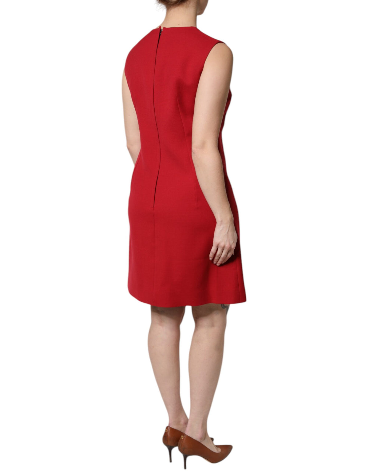 Elevate your elegance with the Dolce & Gabbana Red Wool Sleeveless A-line Dress, a luxurious masterpiece crafted in Italy, perfect for unforgettable moments.