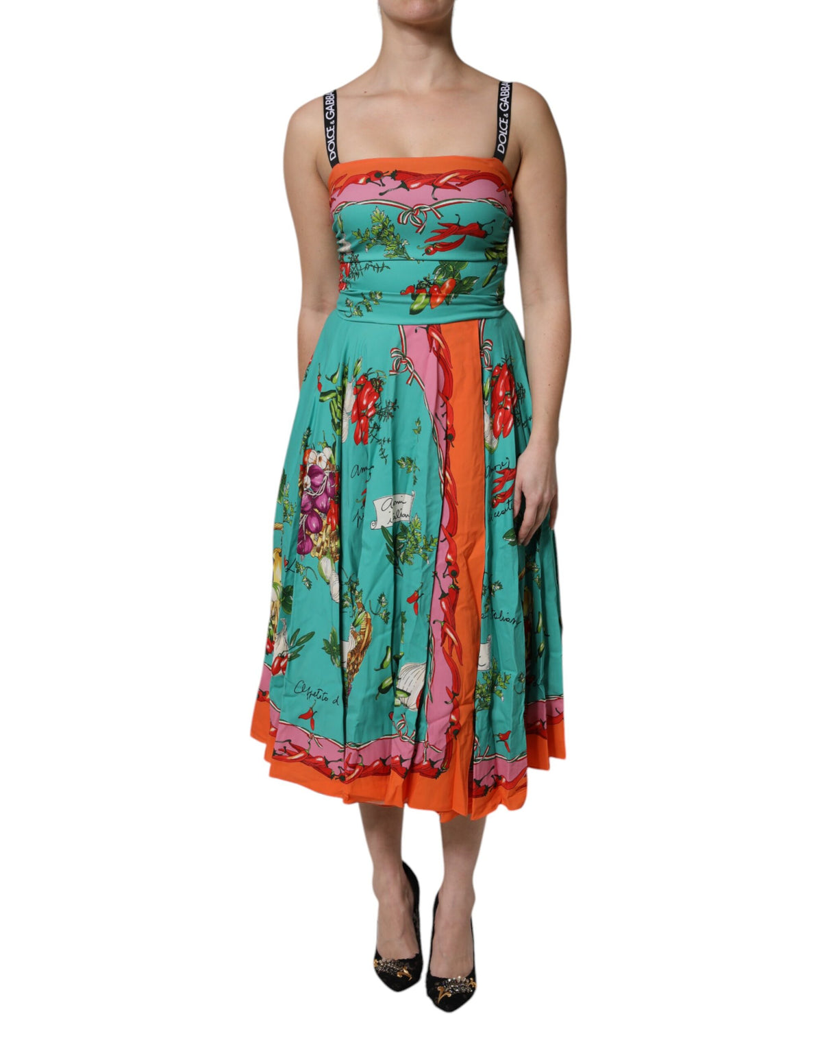 Elevate your wardrobe with the Dolce & Gabbana Multicolor Printed Silk Sleeveless Midi Dress, a masterpiece of Italian craftsmanship that embodies timeless elegance and artistry.