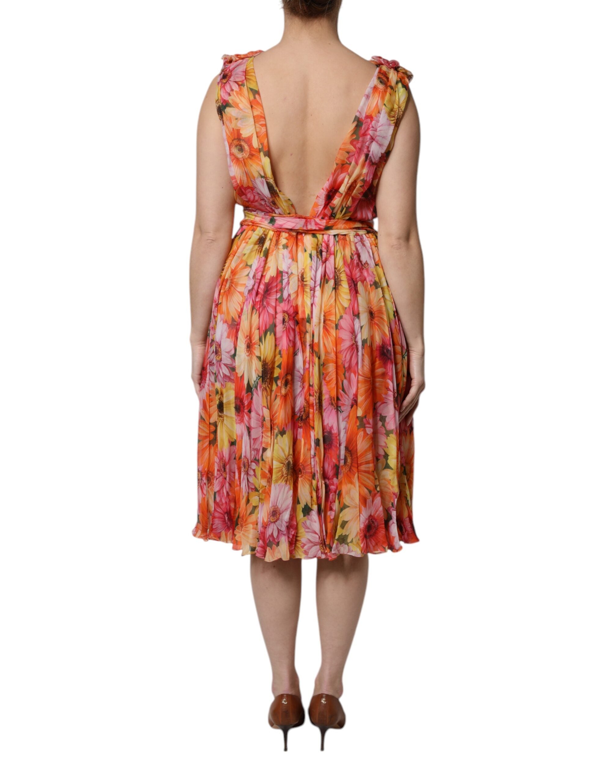 Experience the exquisite allure of the Dolce & Gabbana Multicolor Floral Silk V-neck Chiffon Dress, a masterpiece of Italian craftsmanship that embodies luxury and elegance for unforgettable moments.