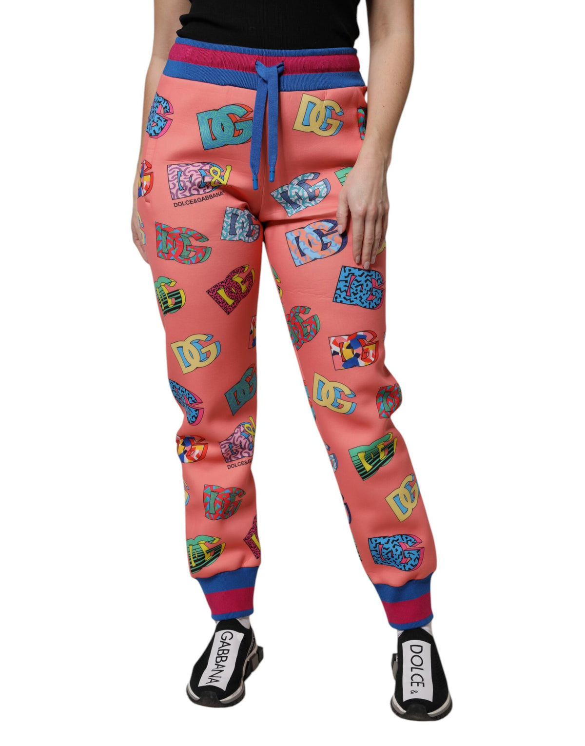 Dolce & Gabbana Pink Logo Monogram Jogger Sweatpants Couture