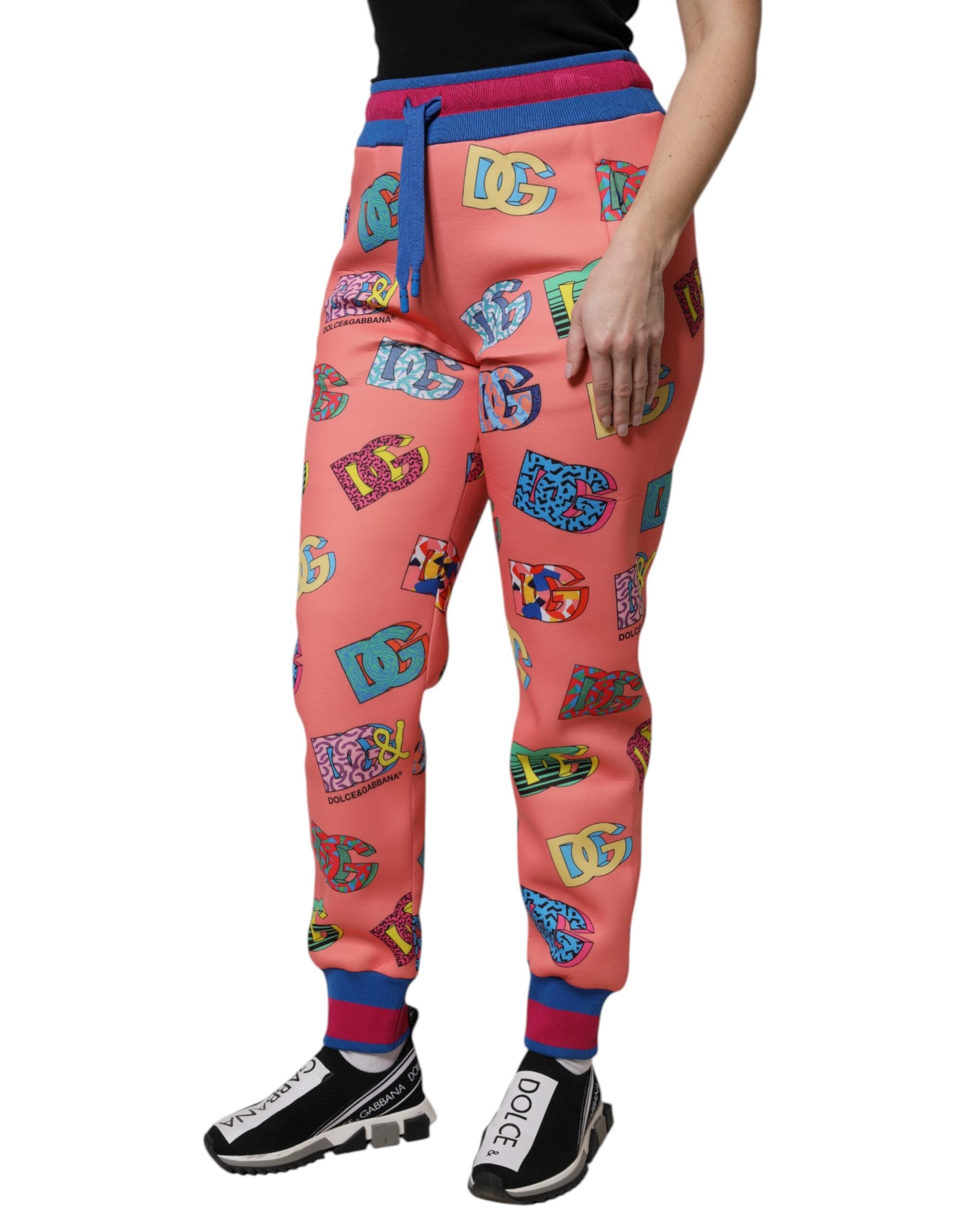 Dolce & Gabbana Pink Logo Monogram Jogger Sweatpants Couture