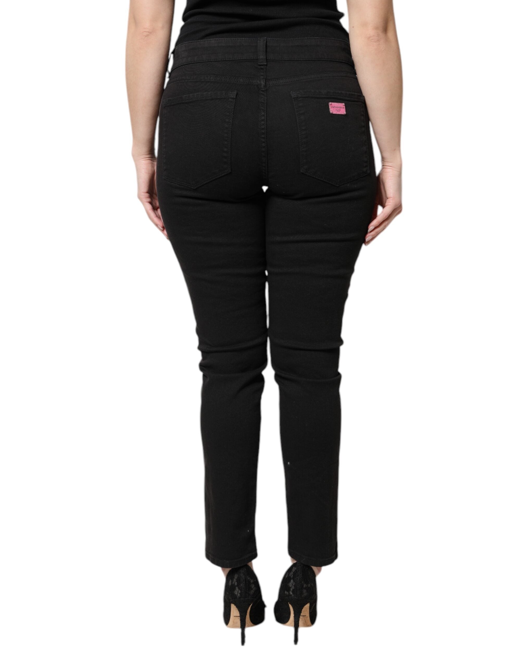 Dolce & Gabbana Black Cotton High Waist Skinny Denim Jeans