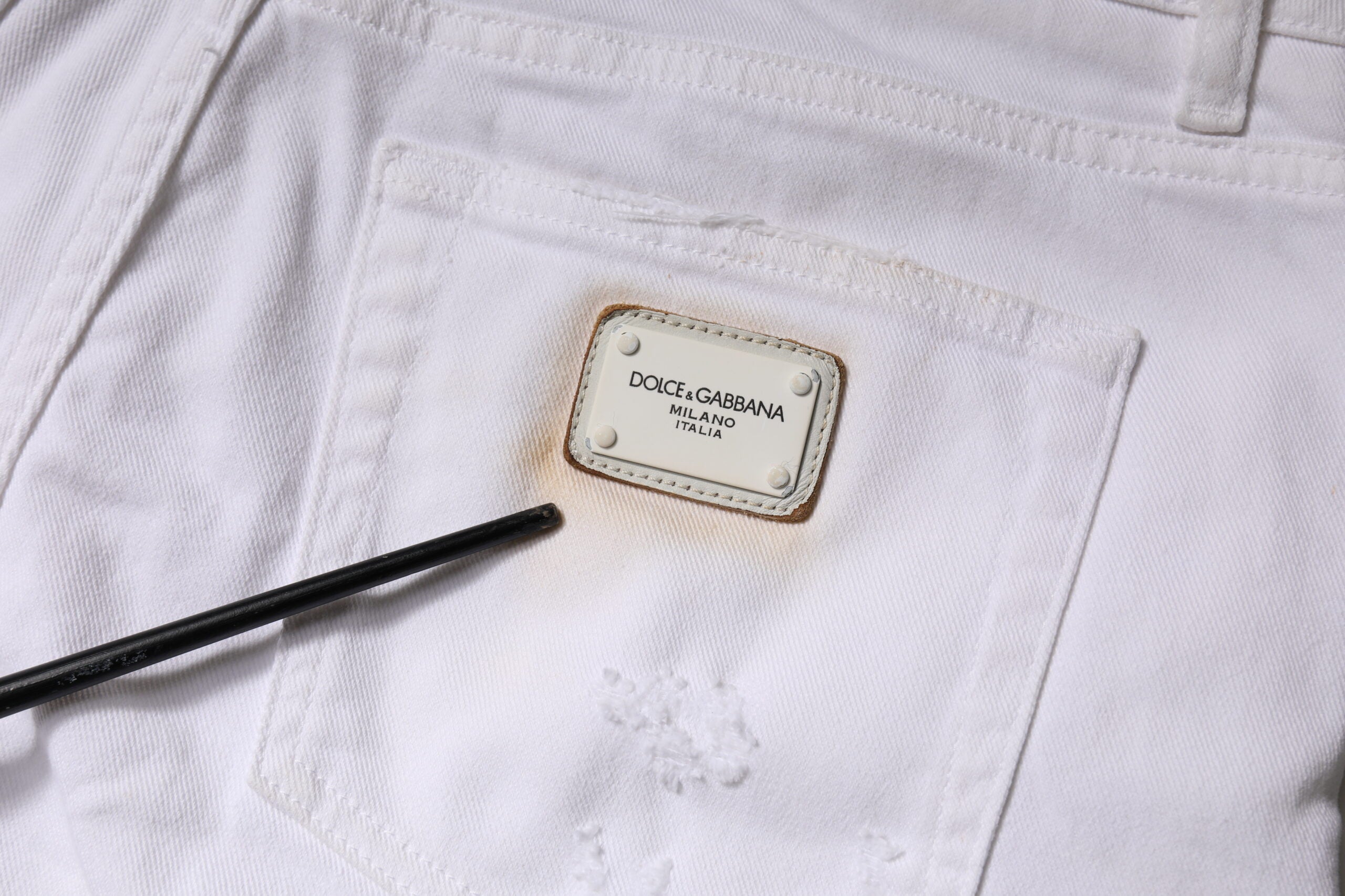 Dolce & Gabbana White Cotton High Waist Skinny Denim Jeans