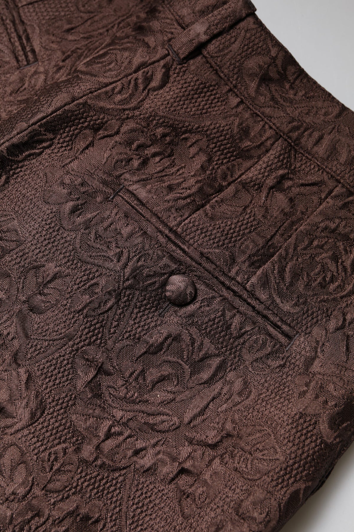 Dolce & Gabbana Brown Floral Brocade Mid Waist Mini Short Couture
