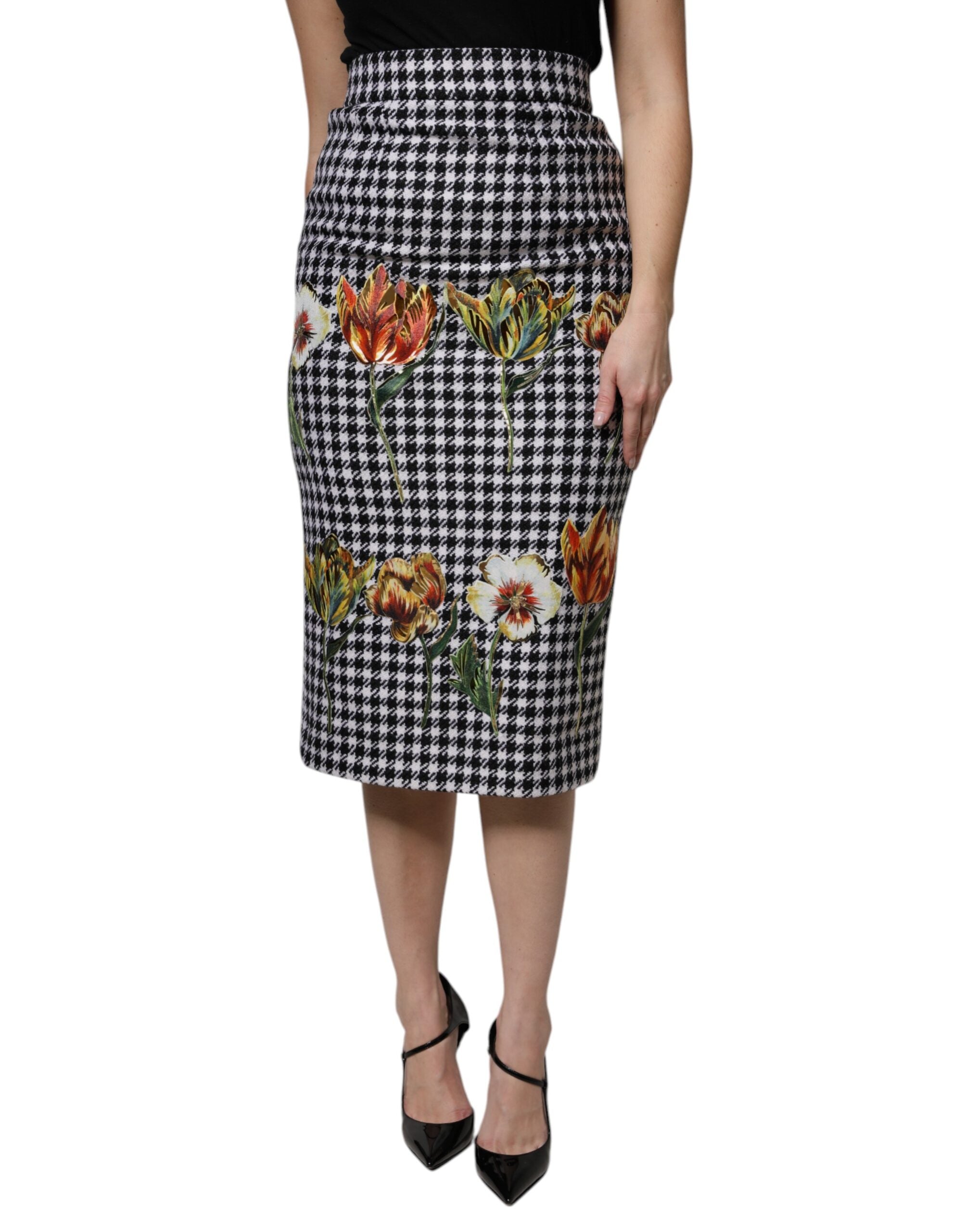 Dolce & Gabbana Floral Print High Waist Pencil Skirt Couture