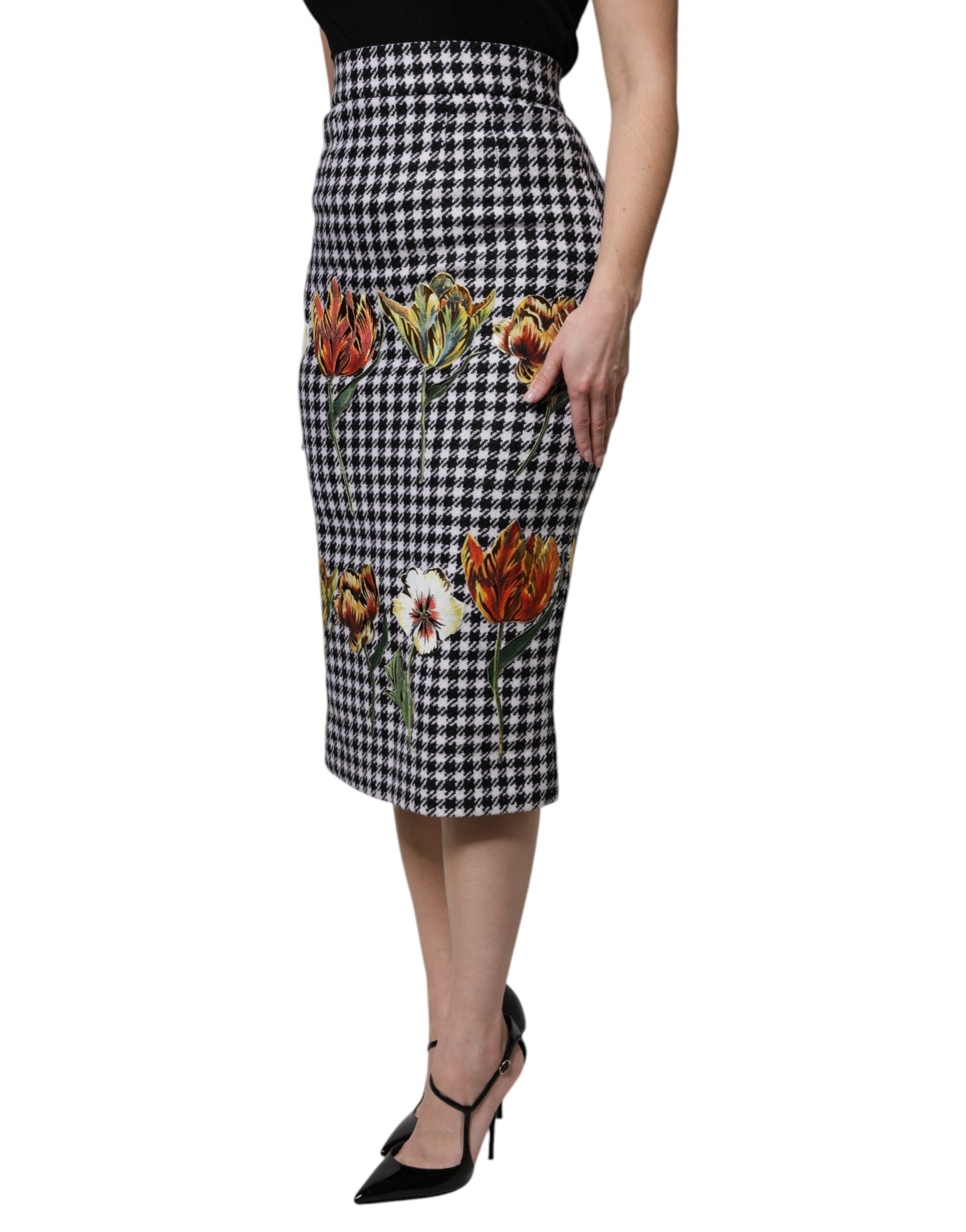 Dolce & Gabbana Floral Print High Waist Pencil Skirt Couture