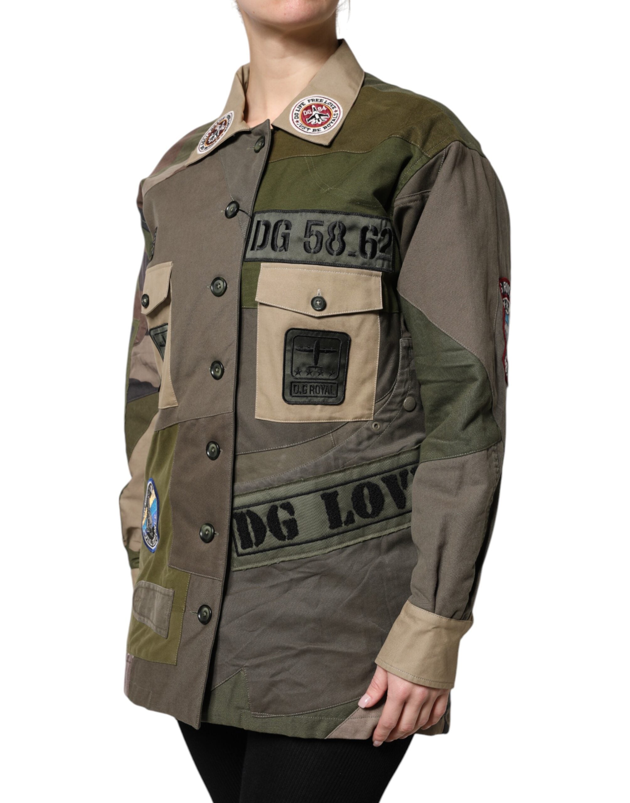 Discover the Dolce & Gabbana Military Green Cotton Button Down Jacket, a masterpiece of Italian craftsmanship that embodies timeless elegance and sophisticated allure.