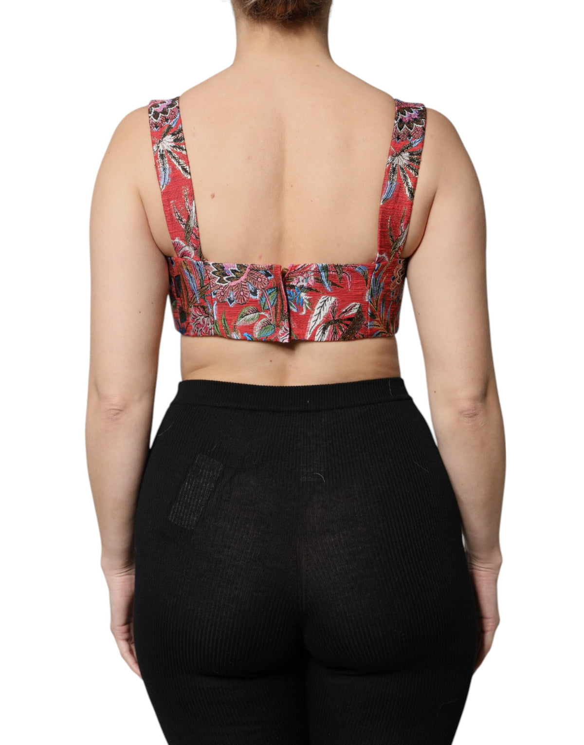 Discover the Dolce & Gabbana Red Floral Brocade Cropped Bustier Corset Top, a masterpiece of Italian craftsmanship that embodies timeless elegance and sophisticated allure.