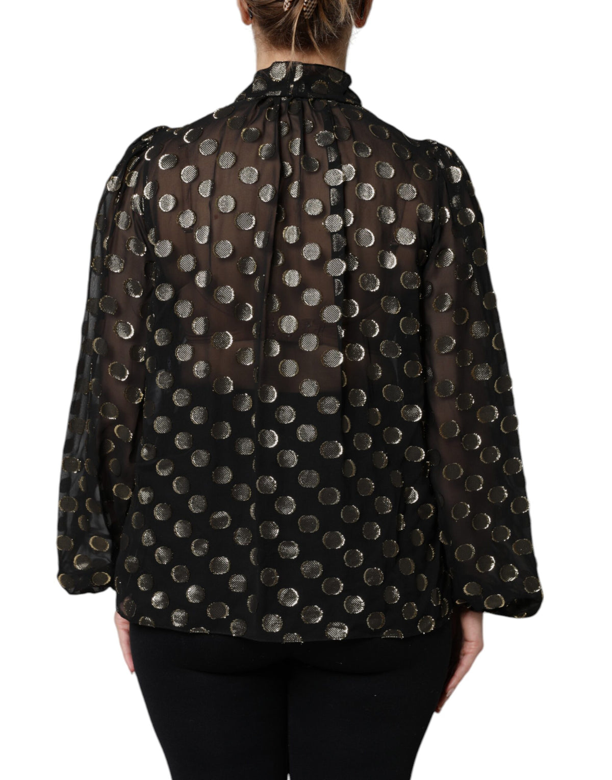 Dolce & Gabbana Black Sheer Polka Dot Blouse - Luxury Fashion