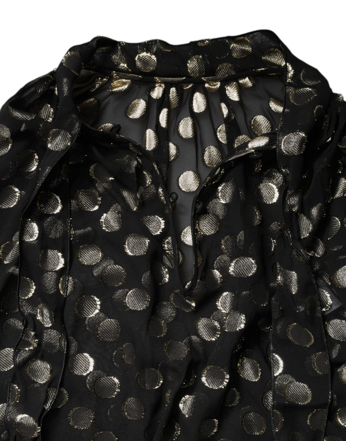 Dolce & Gabbana Black Sheer Polka Dot Blouse - Luxury Elegance