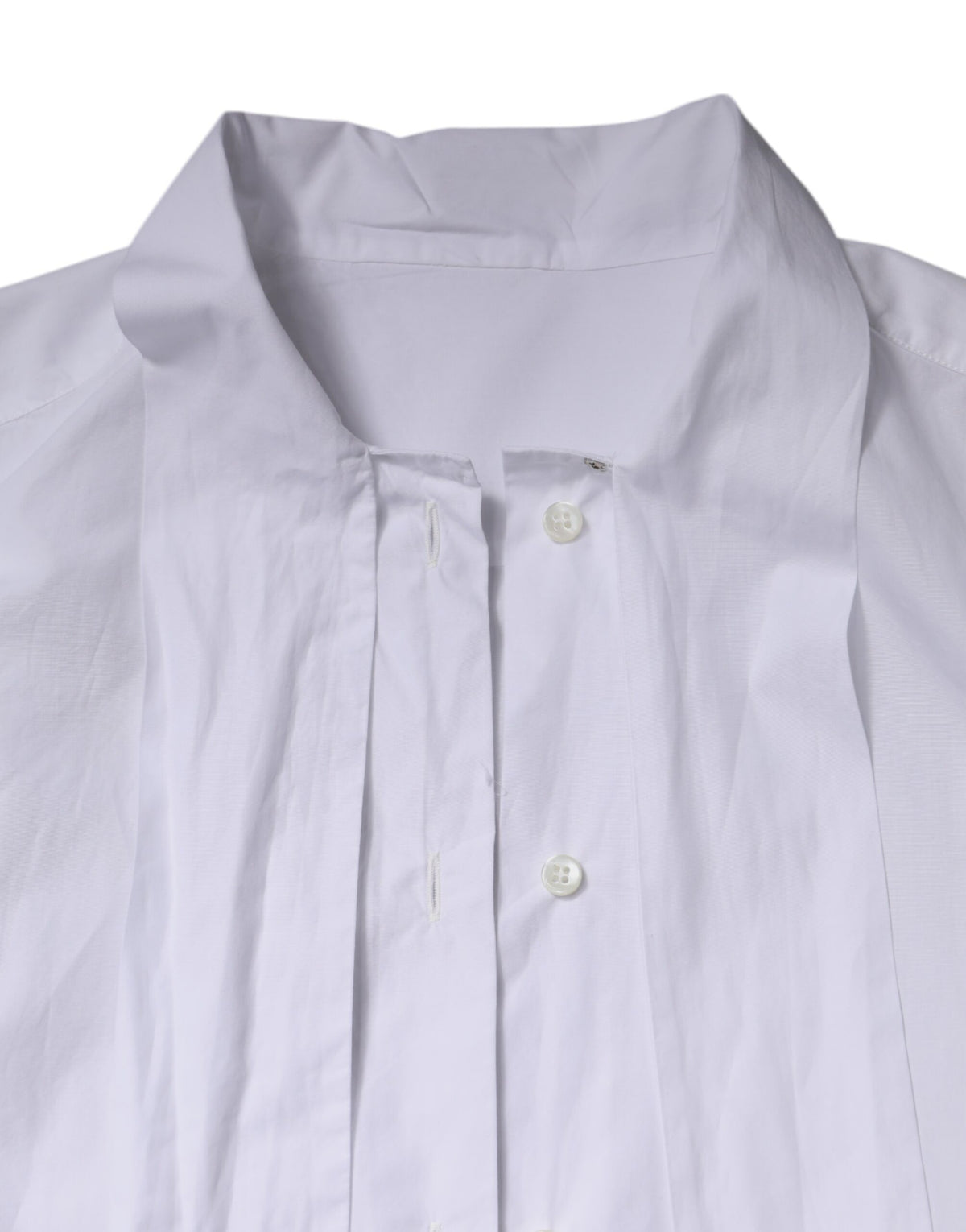 Discover the Dolce & Gabbana White Ascot Collar Long Sleeve Blouse Top, a masterpiece of 100% cotton elegance, embodying timeless luxury and sophisticated allure.