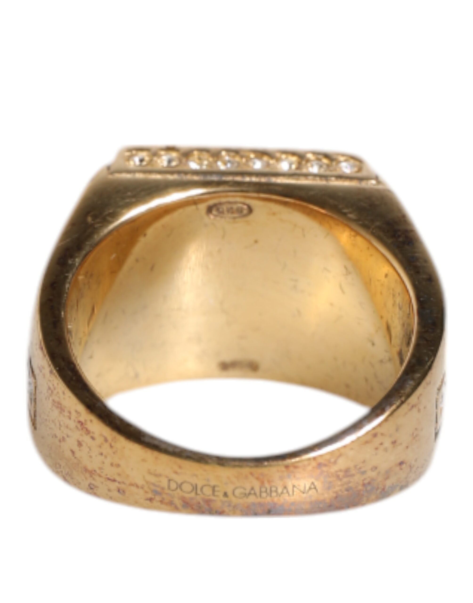 Discover the exquisite Dolce & Gabbana Gold Tone Sterling Silver 925 Crystals Ring, a luxurious statement piece that embodies elegance and sophistication for the discerning connoisseur.