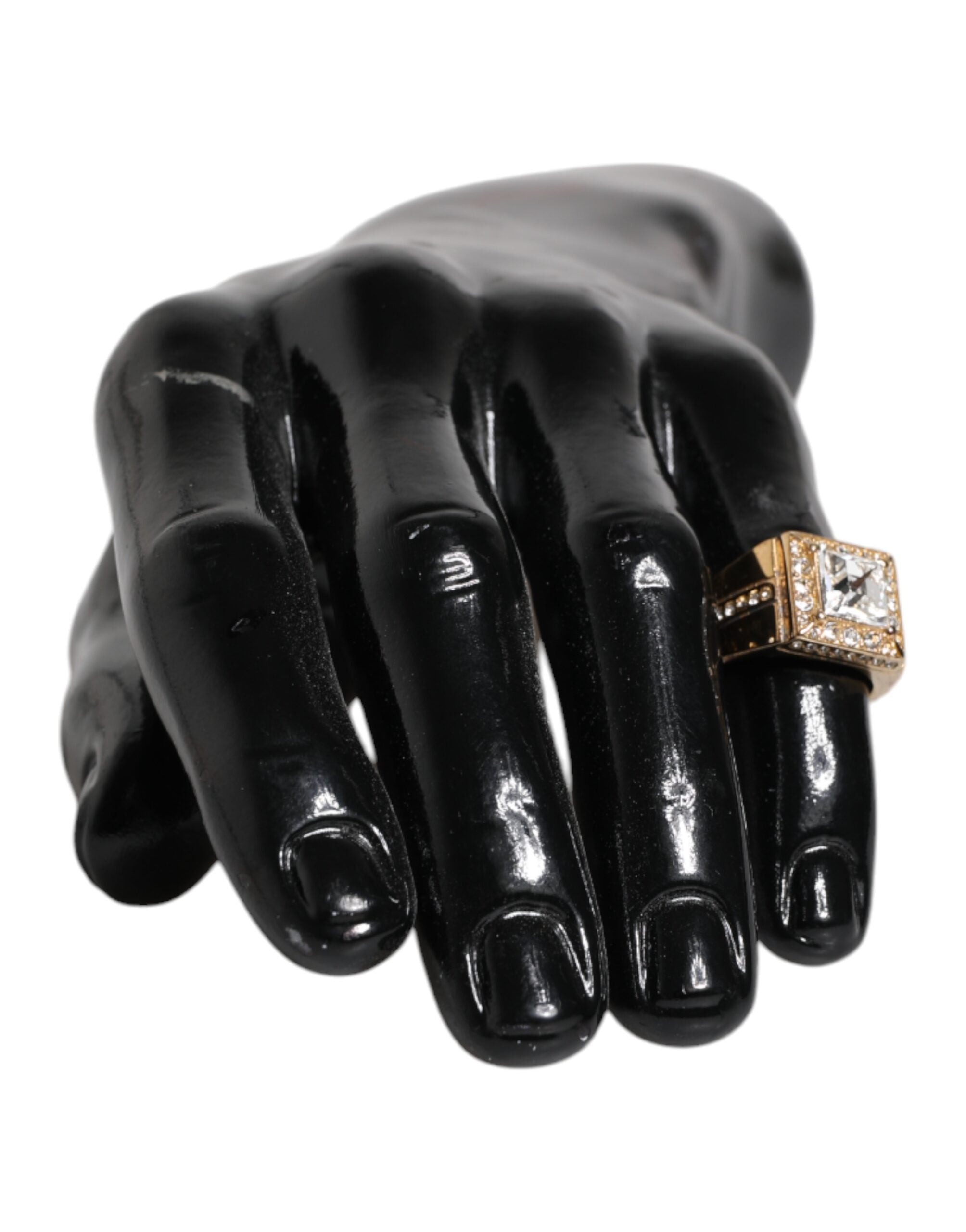 Experience the exquisite allure of the Dolce & Gabbana Gold Tone Sterling Silver 925 Crystals Ring, a masterpiece of Italian craftsmanship that embodies luxury and sophistication.