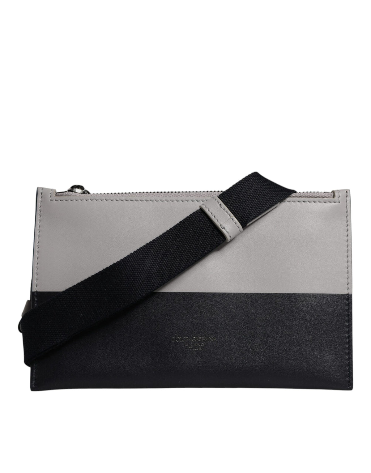 Discover the Dolce & Gabbana Black White Leather Logo Embossed Crossbody Bag, a masterpiece of Italian craftsmanship that elevates your style with luxurious allure and timeless elegance.