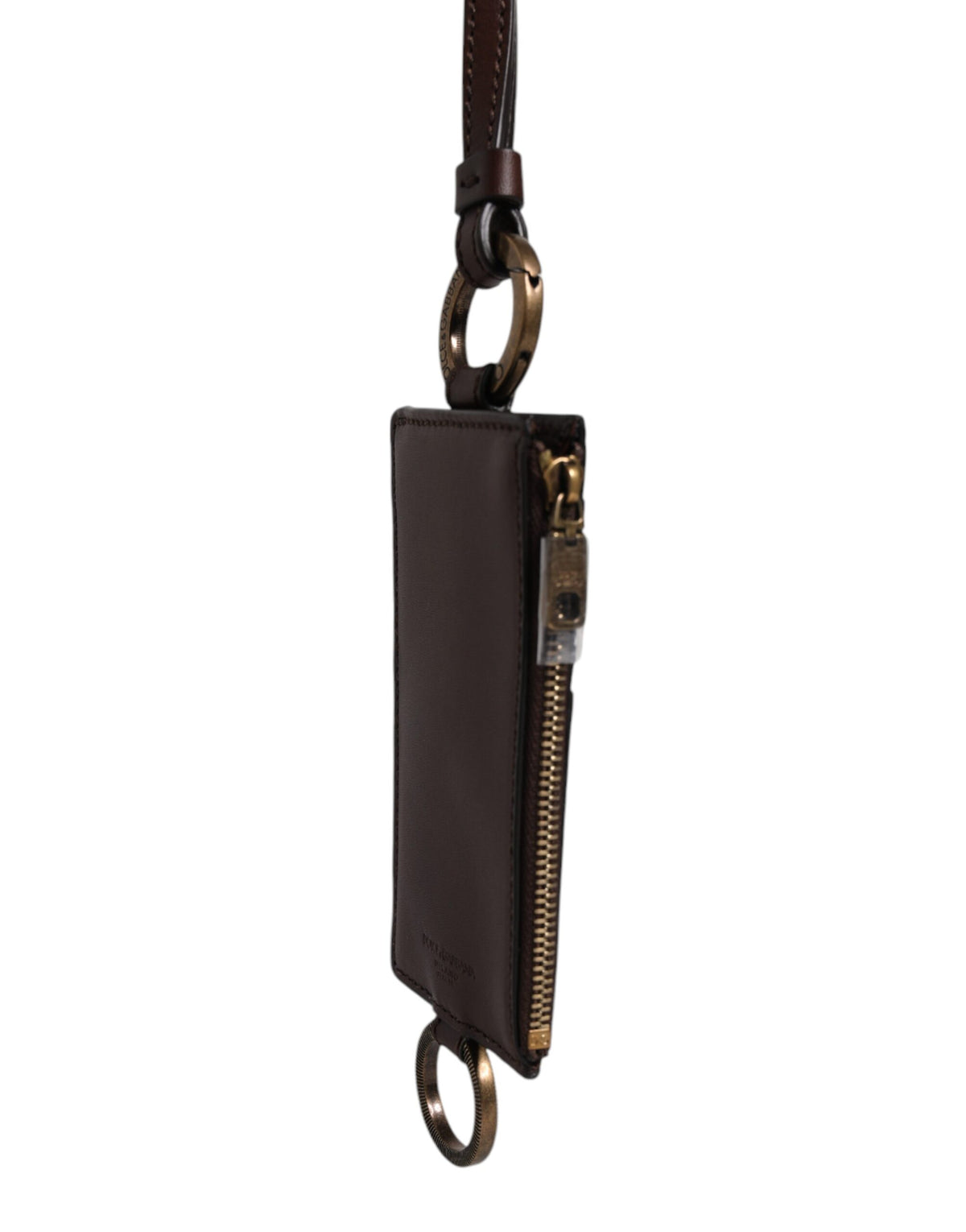 Dolce & Gabbana Calf Leather Lanyard Card Holder Wallet