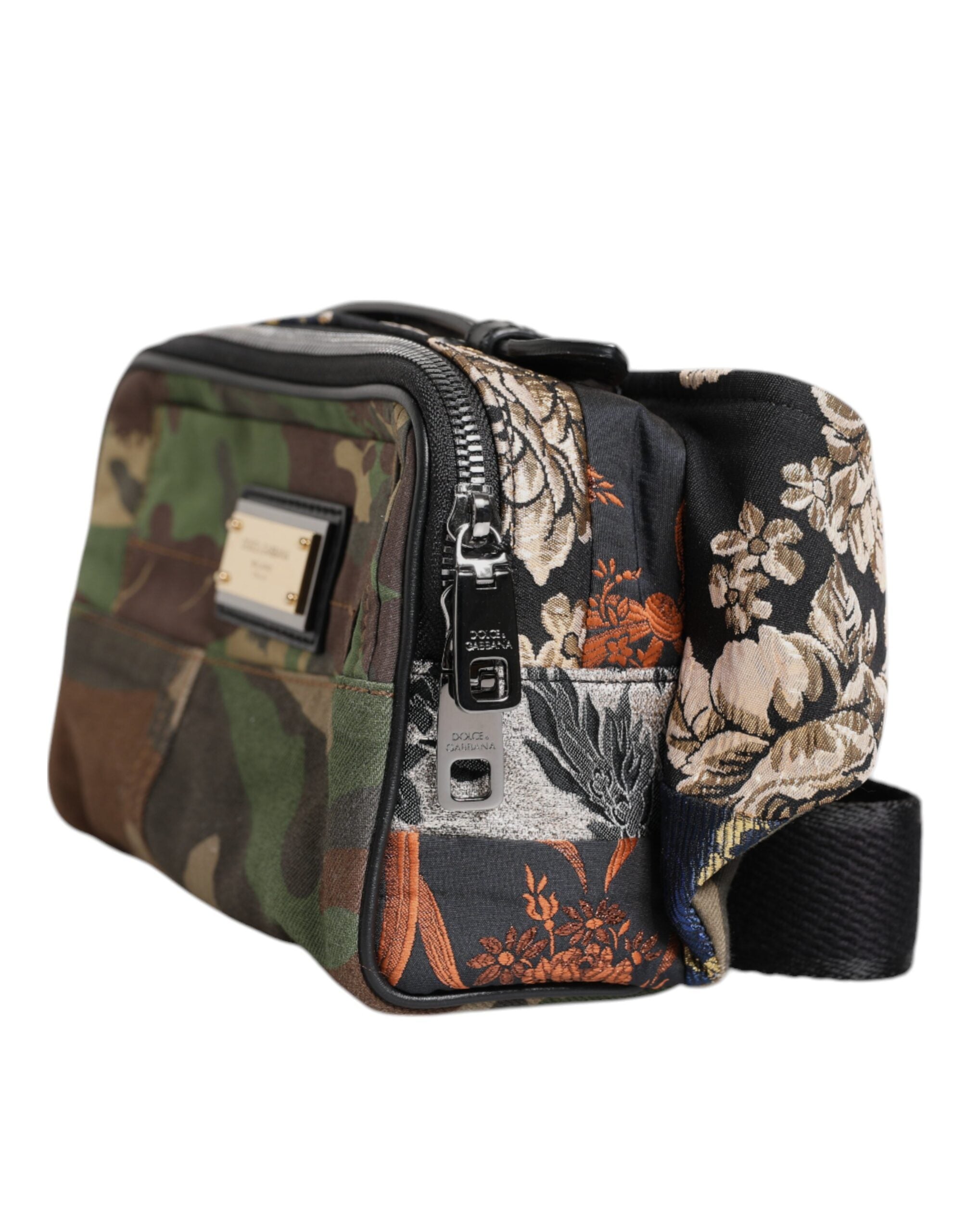 Dolce & Gabbana Multicolor Camouflage Patchwork Logo Waist Fanny Pack Bag