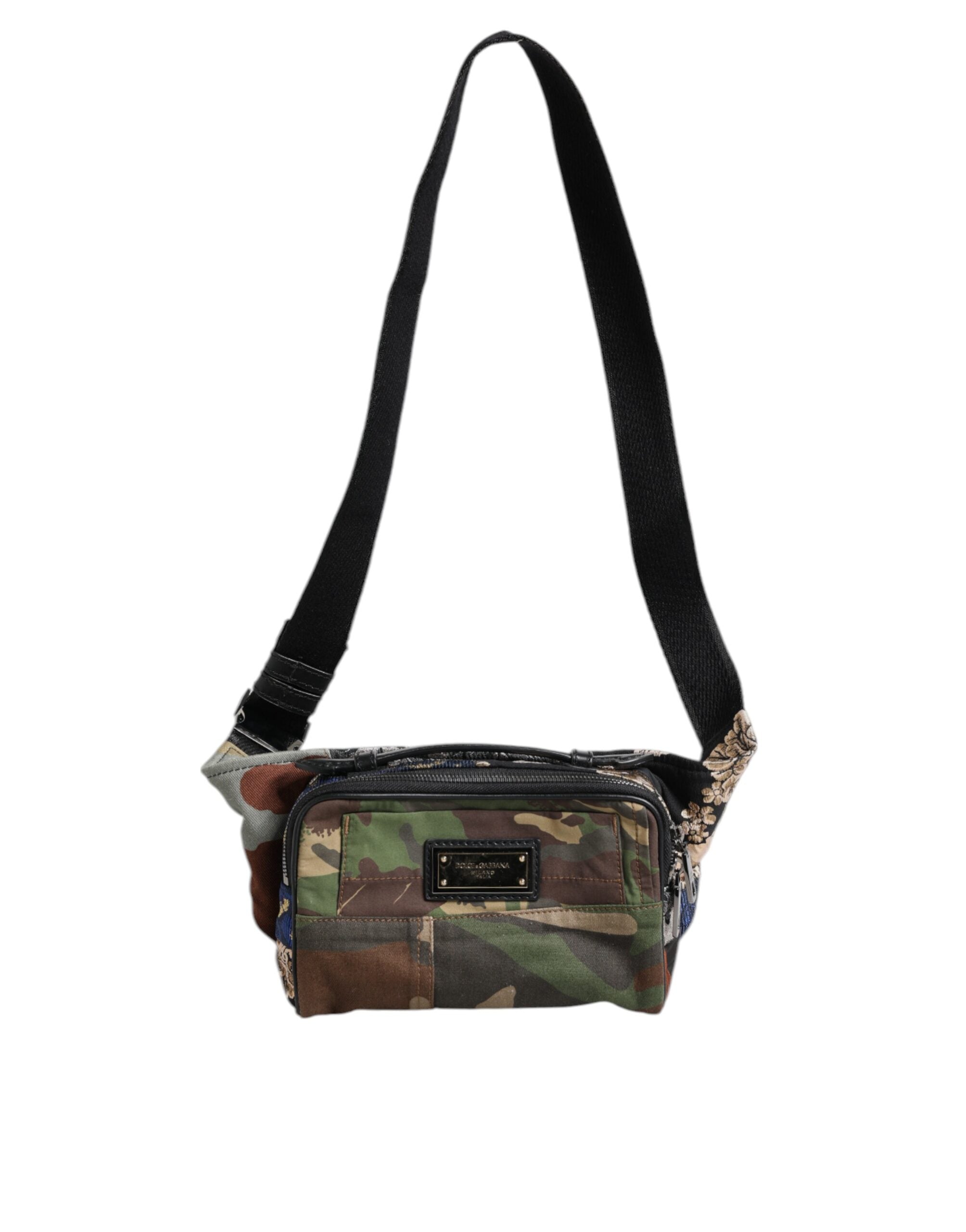 Discover the Dolce & Gabbana Multicolor Camouflage Patchwork Waist Fanny Pack, a luxurious blend of artistry and functionality, crafted for those who embody elegance and confidence.