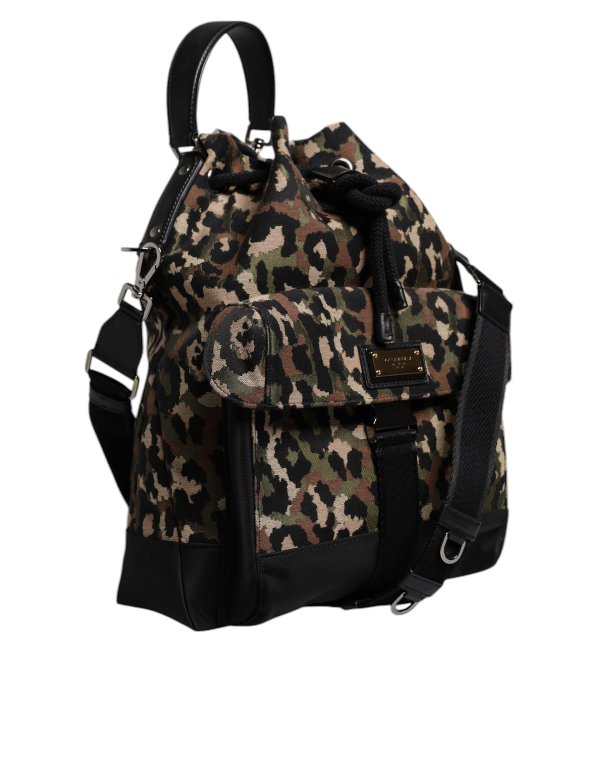 Discover the Dolce & Gabbana Multicolor Leopard Cotton Shoulder Bucket Bag, where exquisite craftsmanship meets luxurious design, elevating your style with timeless allure.