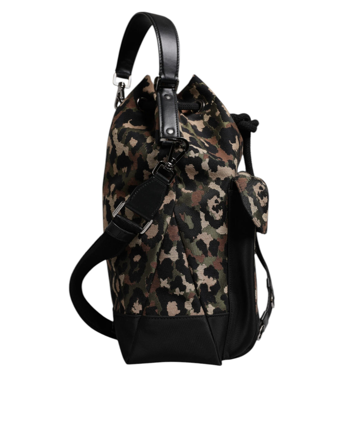 Elevate your style with the Dolce & Gabbana Multicolor Leopard Cotton Shoulder Bucket Bag, a luxurious blend of exquisite materials and impeccable craftsmanship, perfect for the discerning individual.