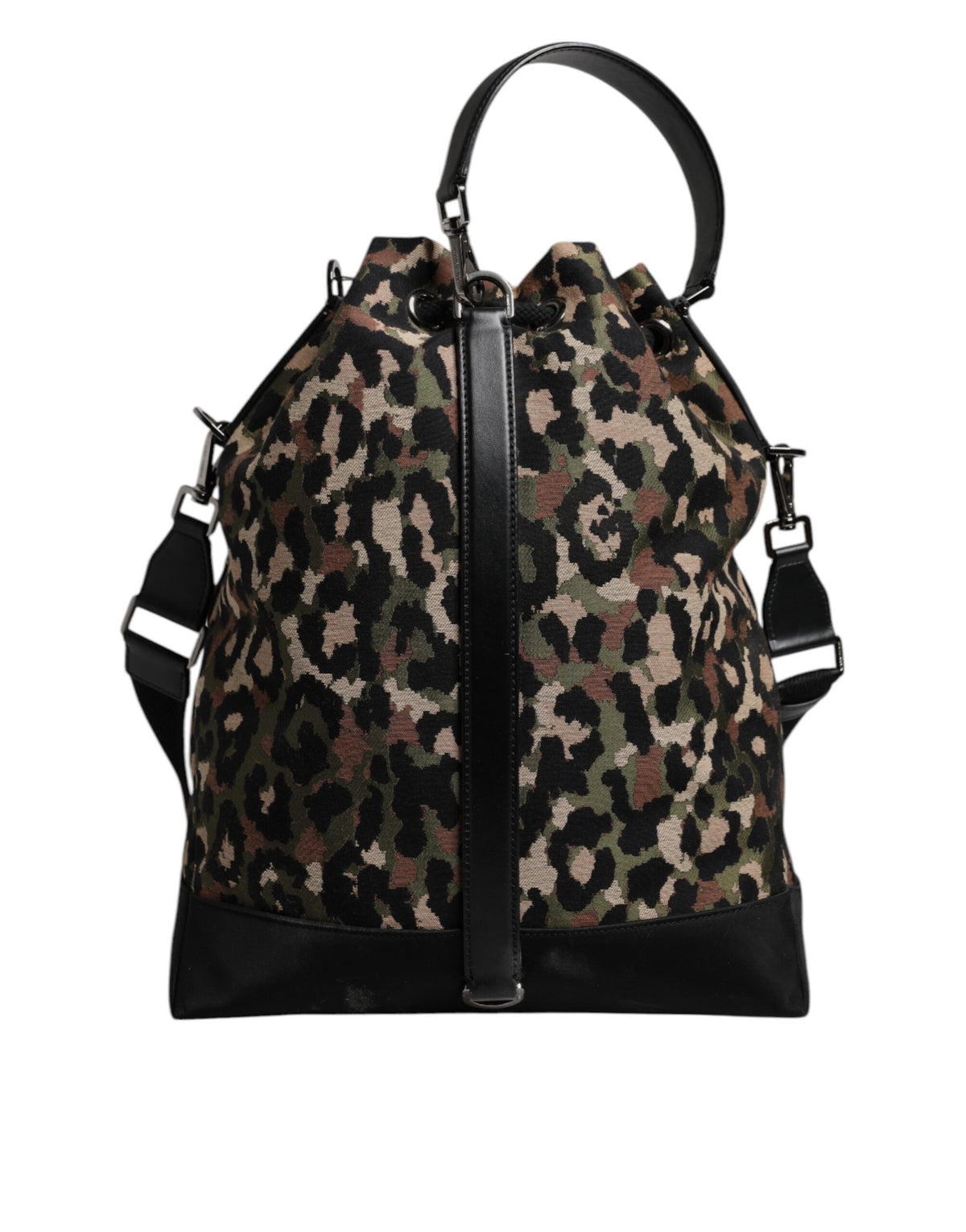 Indulge in the exquisite Dolce & Gabbana Multicolor Leopard Cotton Shoulder Bucket Bag, a luxurious blend of materials that elevates your style with effortless sophistication.