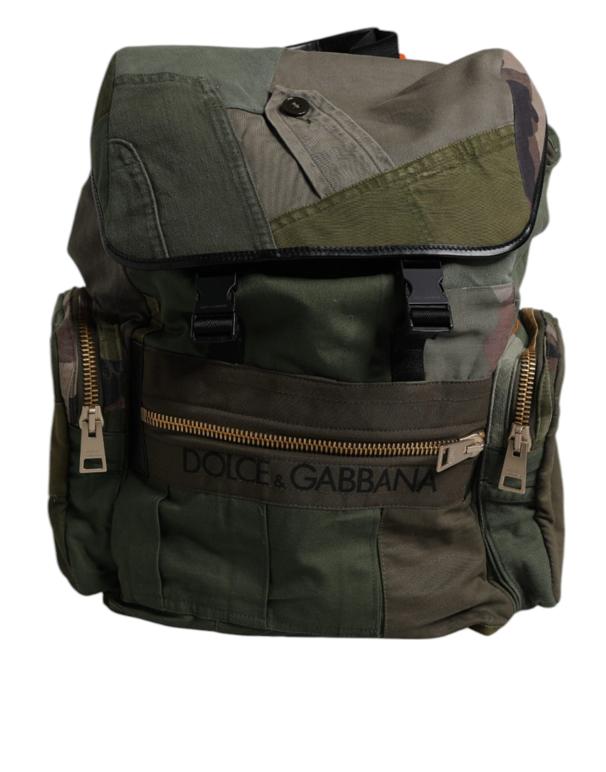 Dolce & Gabbana Military Green Patchwork Backpack - Artisanal Luxury