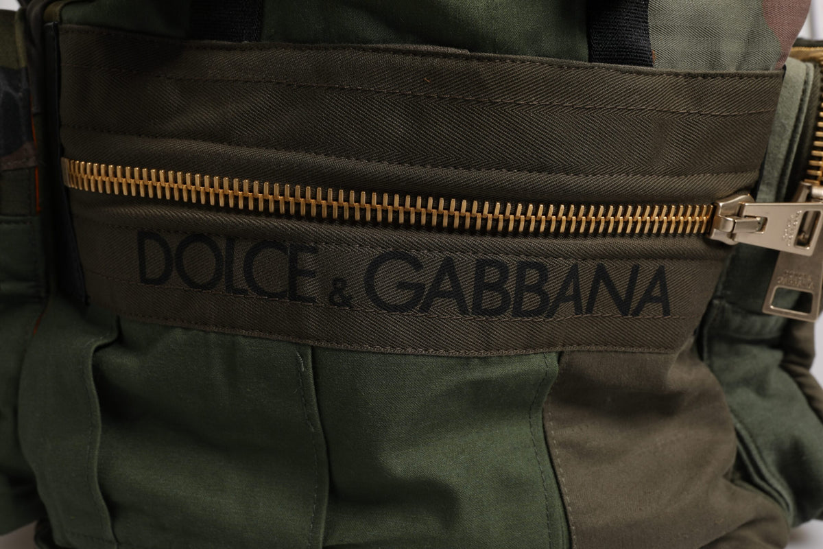 Dolce & Gabbana Military Green Patchwork Travel Backpack - Luxury
