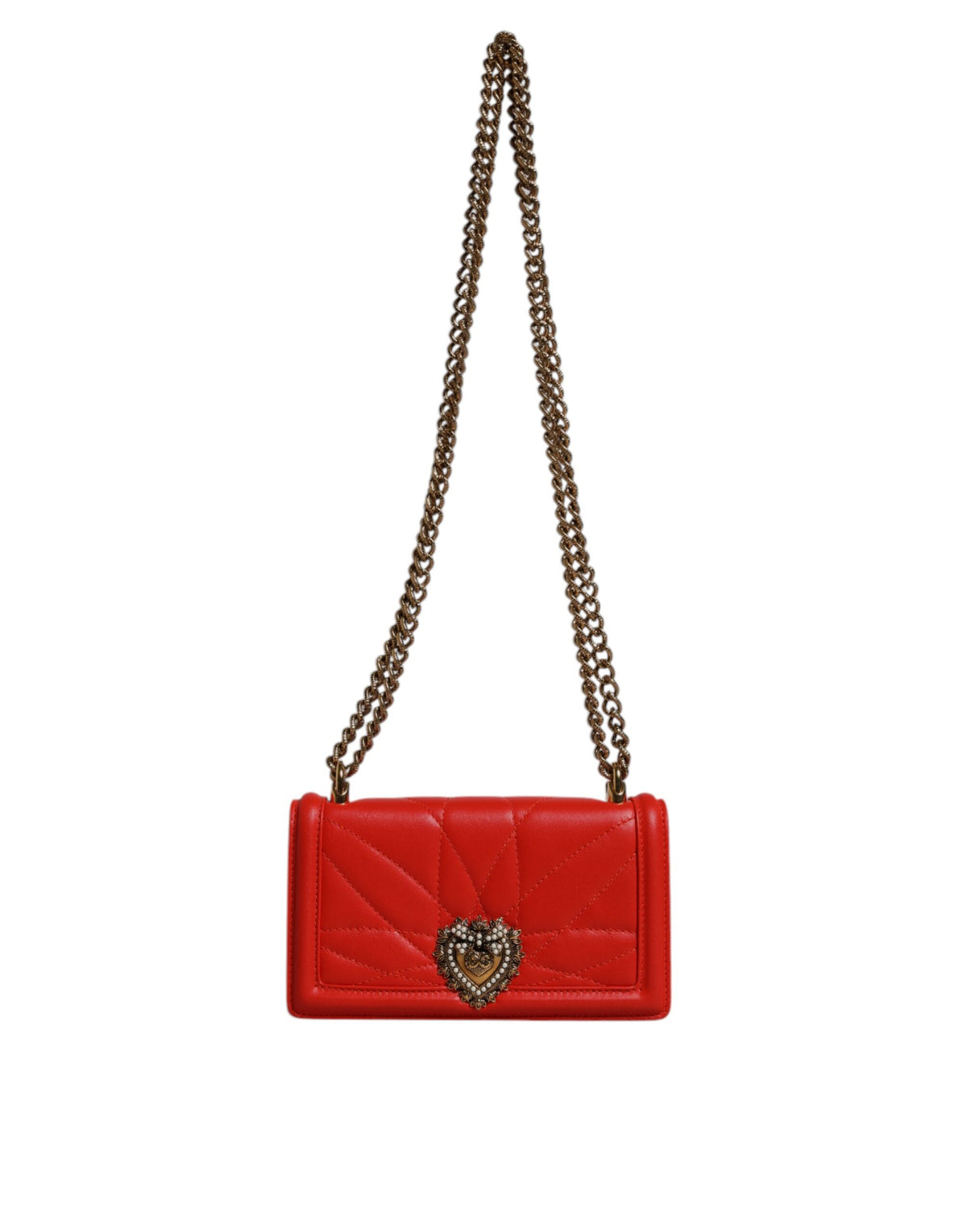 Dolce & Gabbana Red Quilted Devotion Crossbody Bag in Lamb Leather