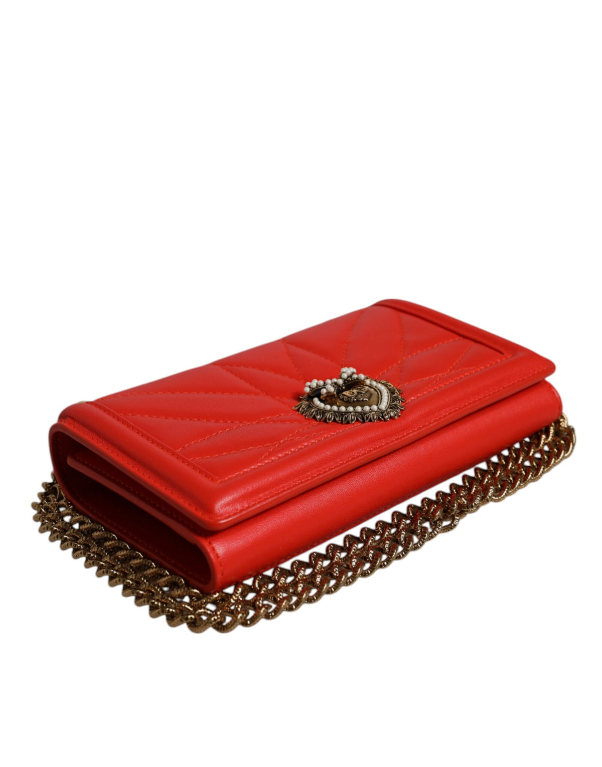 Dolce & Gabbana Red Quilted Devotion Crossbody Bag in Lamb Leather