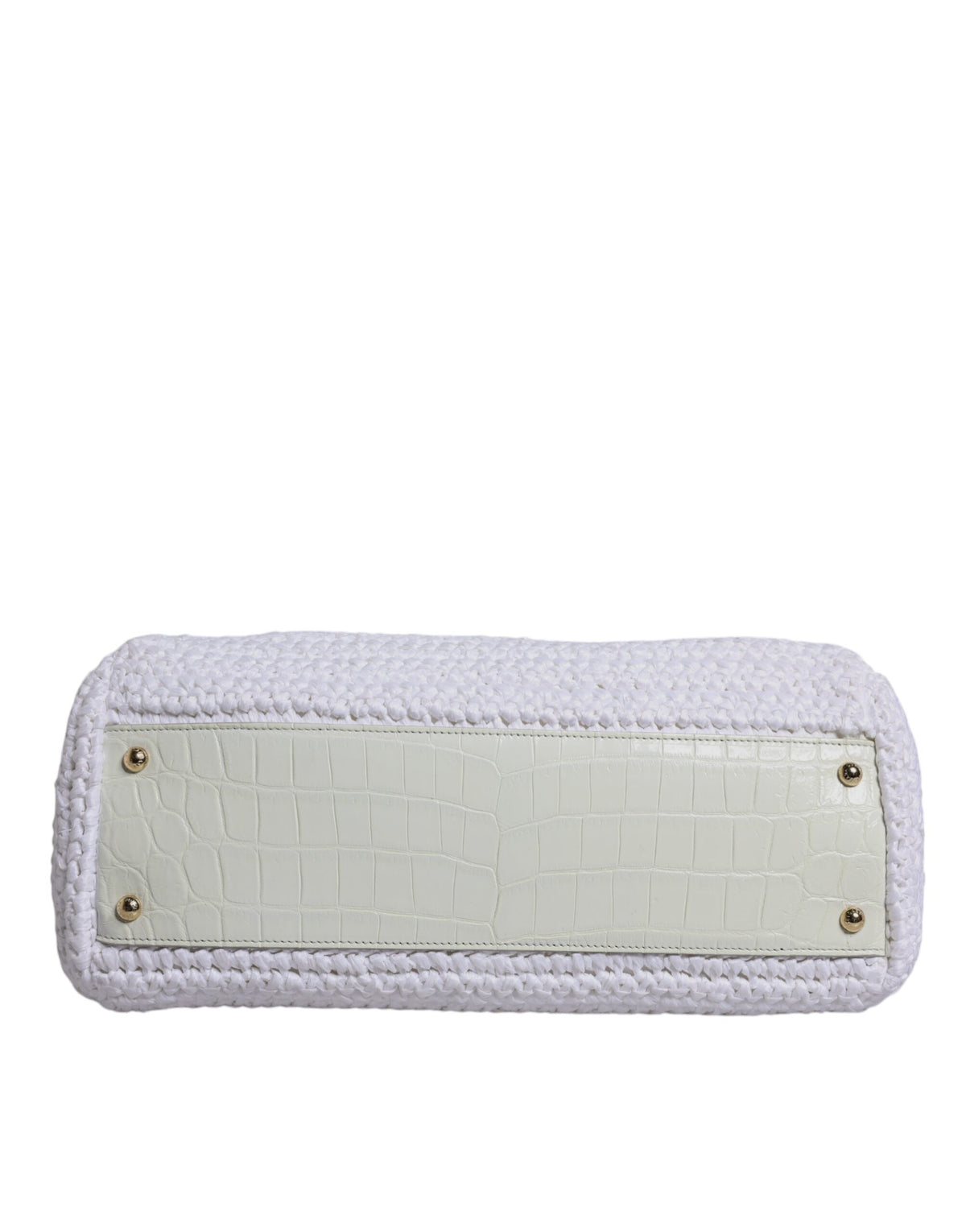 Discover the Dolce & Gabbana White Rafia Leather Top Handle Crossbody Bag, a masterpiece of Italian craftsmanship, blending premium leather and raffia for timeless elegance.