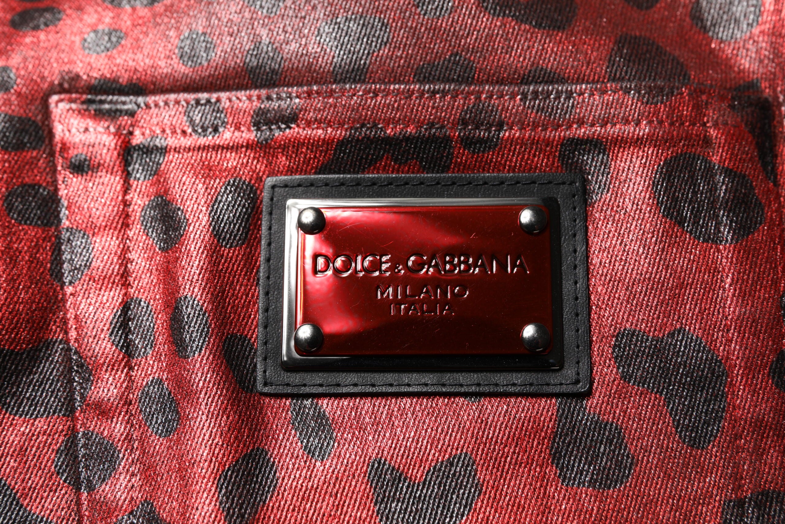 Dolce & Gabbana Red Leopard Cotton Straight Men Denim Jeans