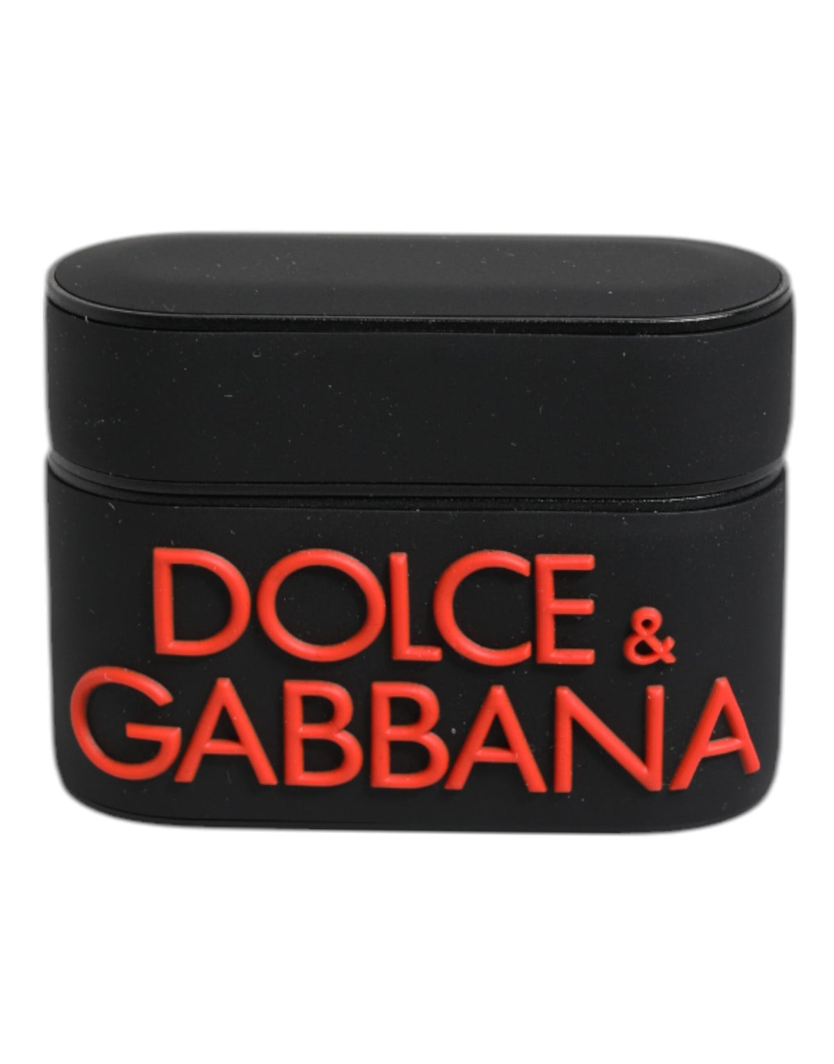 Indulge in the exquisite Dolce & Gabbana Black Orange Silicone Embossed Logo Airpods Case, a luxurious blend of craftsmanship and style, perfect for the discerning individual.