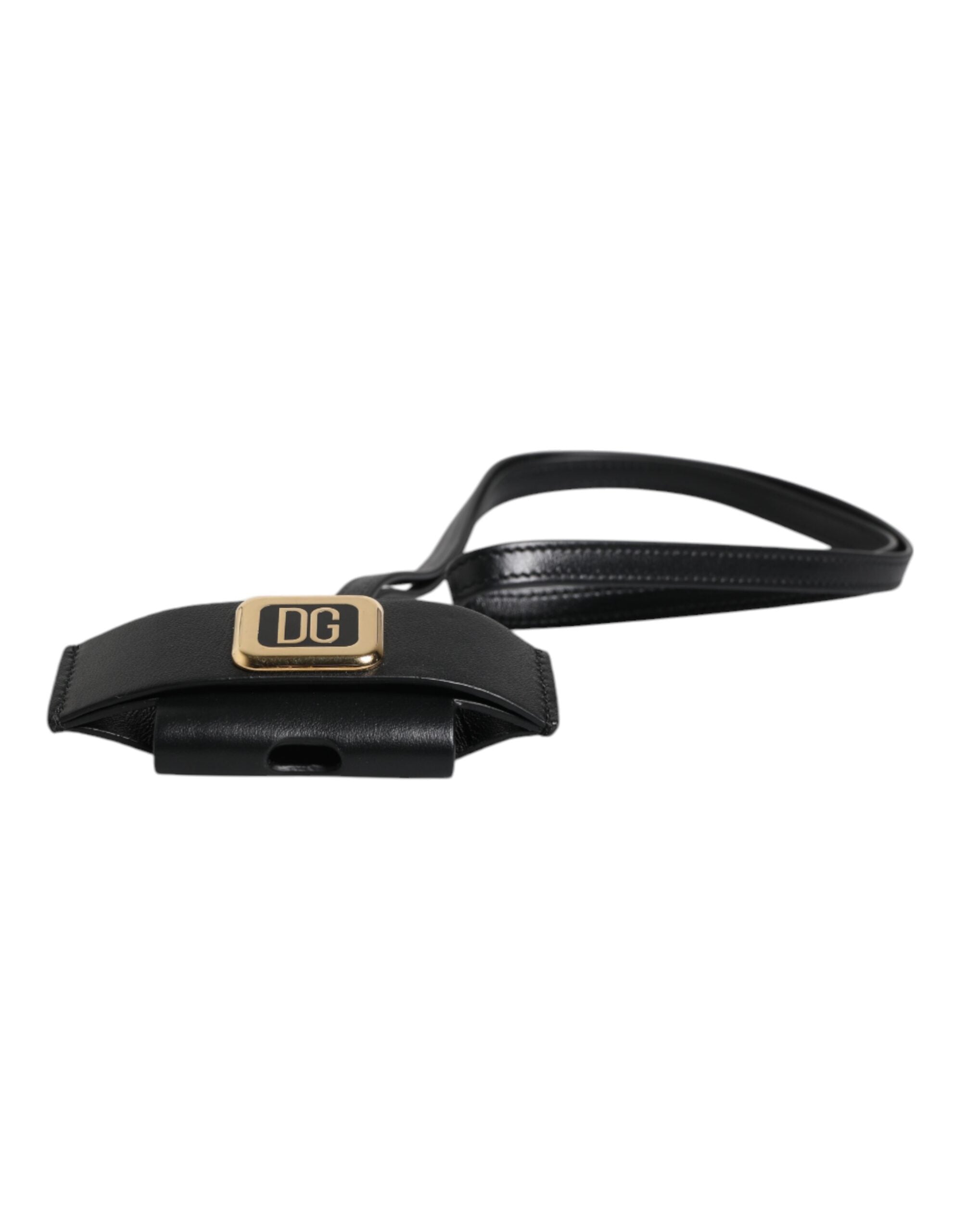 Discover the Dolce & Gabbana Black Leather Strap Airpods Case, a luxurious blend of Italian craftsmanship and style, elevating your tech accessory with opulent elegance.