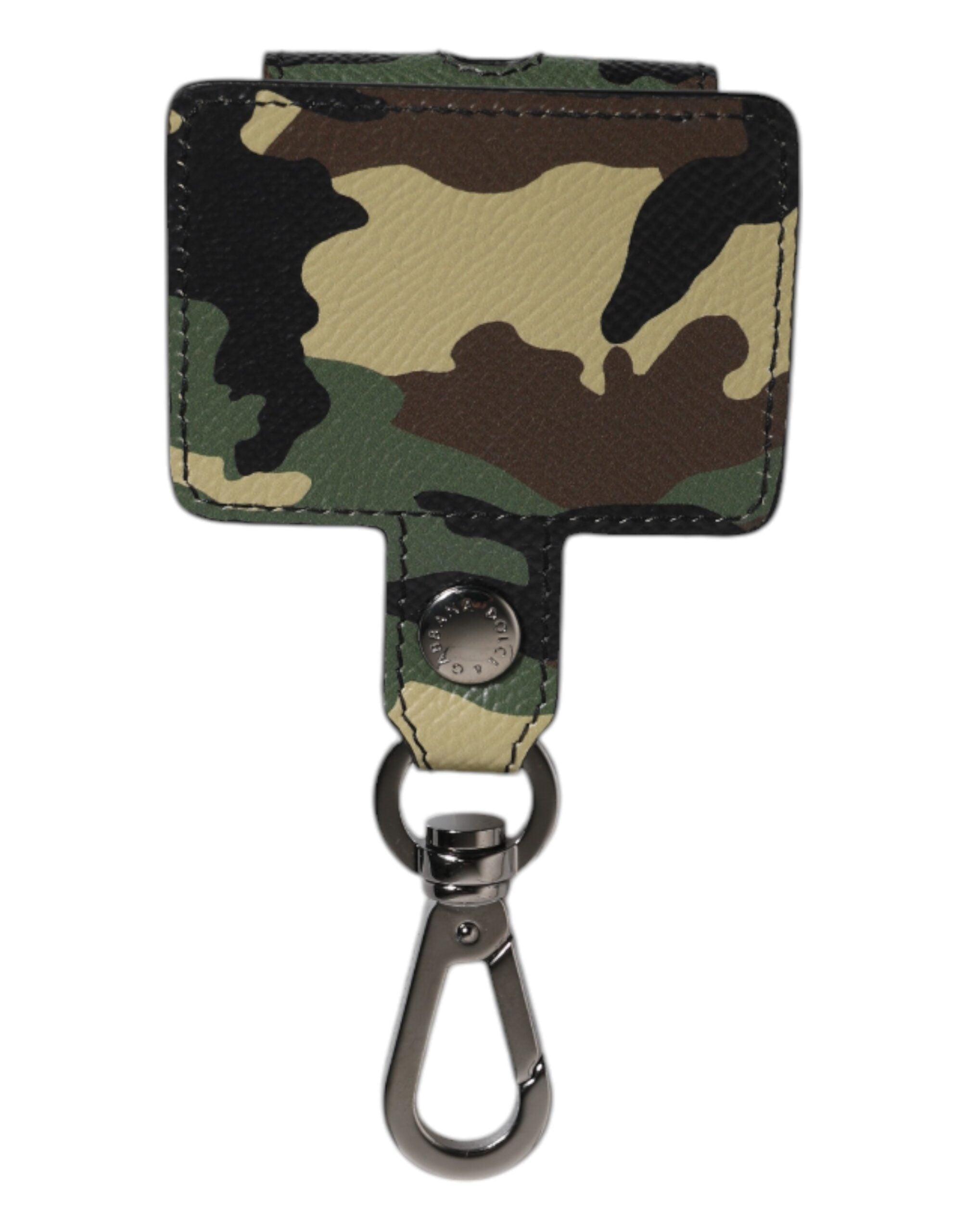 Elevate your style with the Dolce & Gabbana Multicolor Camouflage Leather Airpods Case, a luxurious blend of exceptional craftsmanship and bold design, perfect for the discerning individual.