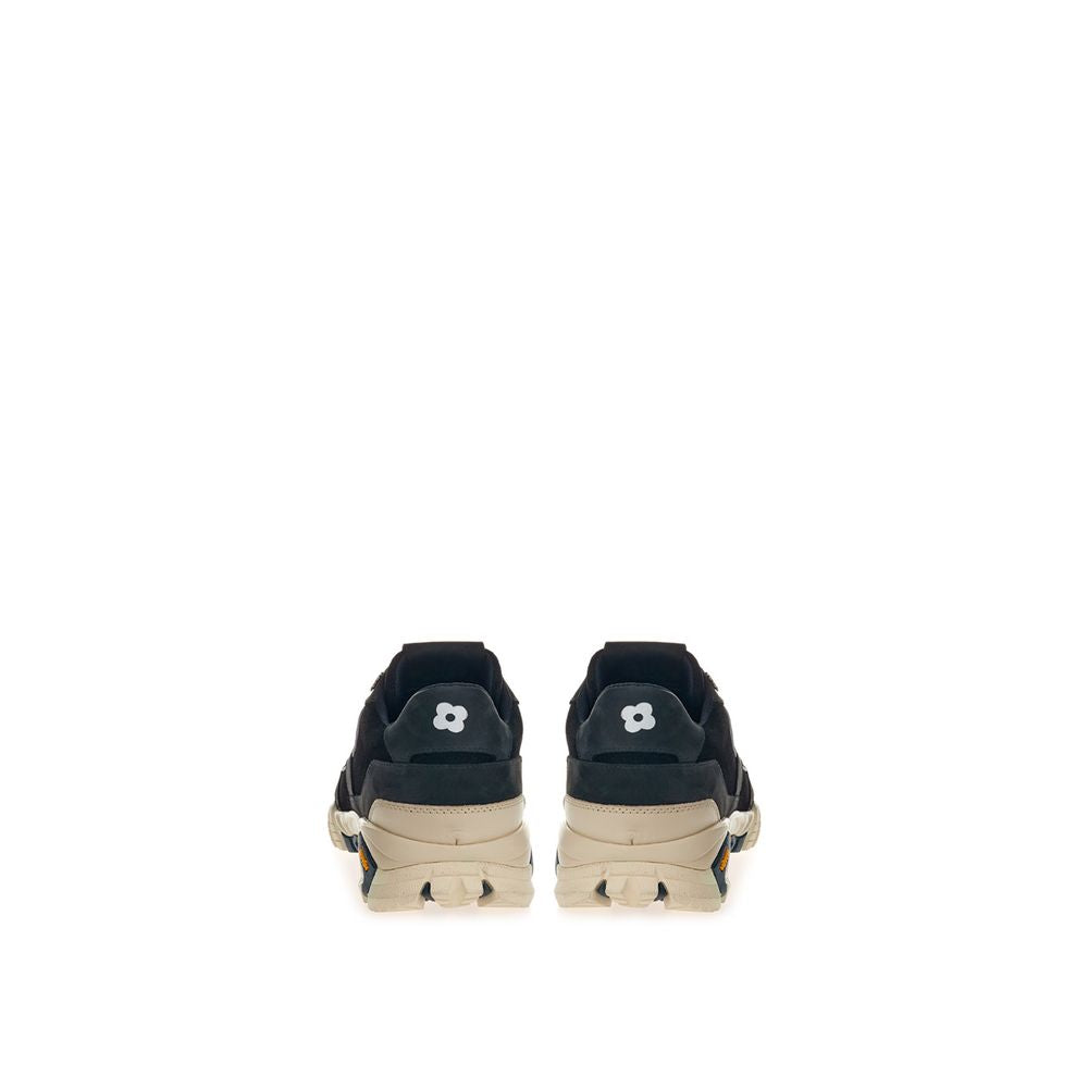 Lardini Black Suede Leather Athletic Sneakers