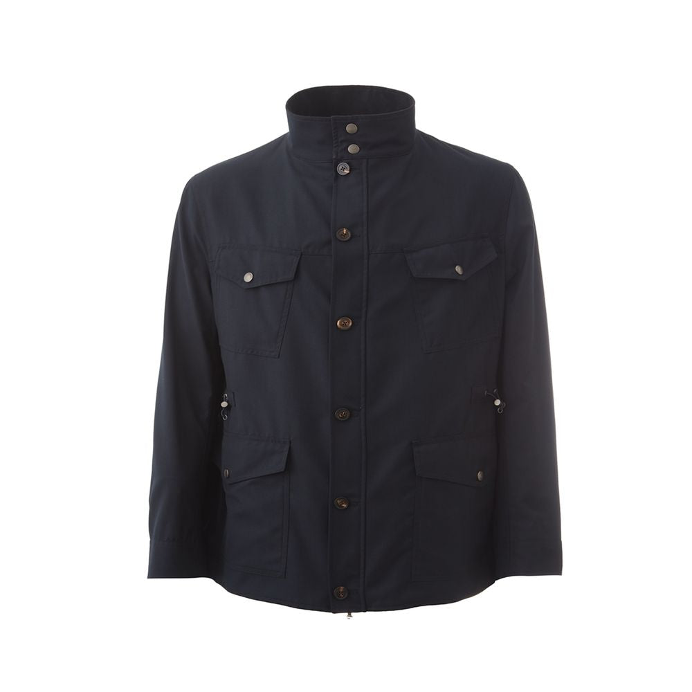 Lardini Blue Wool Coat - Exquisite Reversible Luxury Outerwear