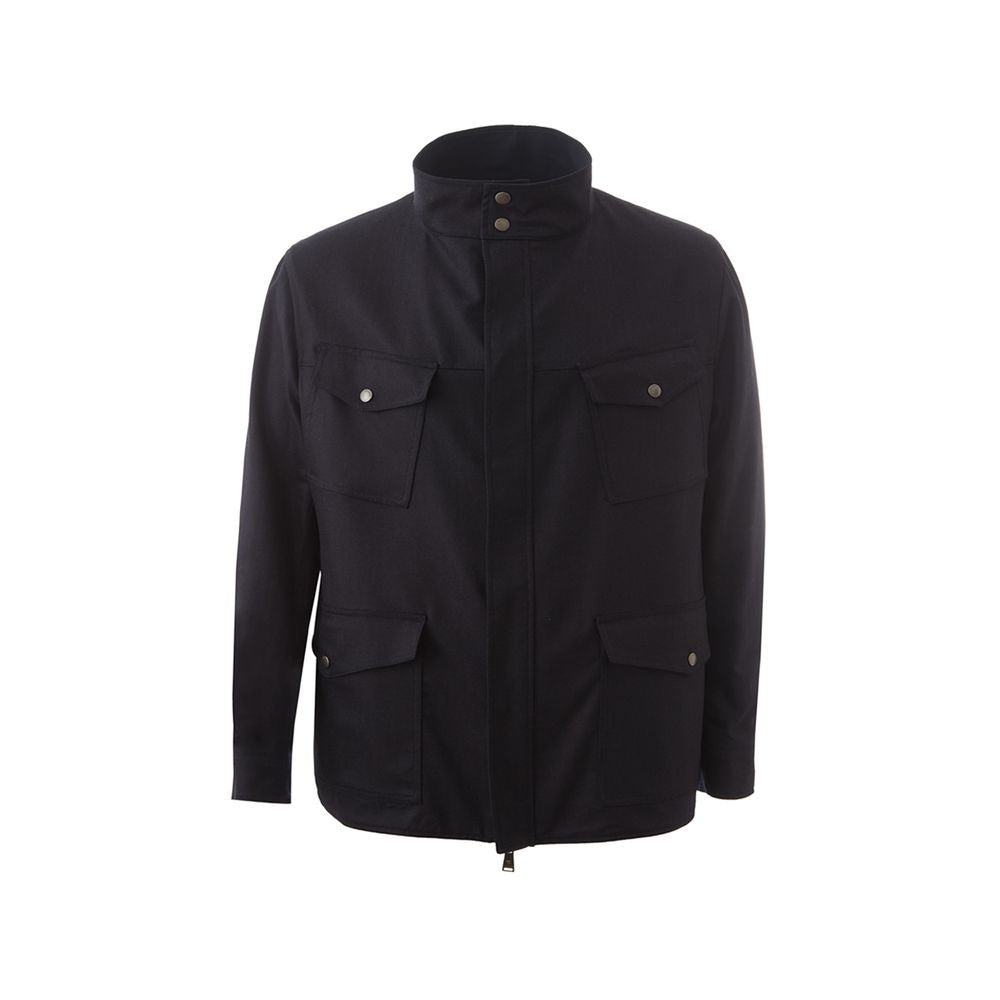 Lardini Blue Wool Coat - Reversible Luxury Outerwear