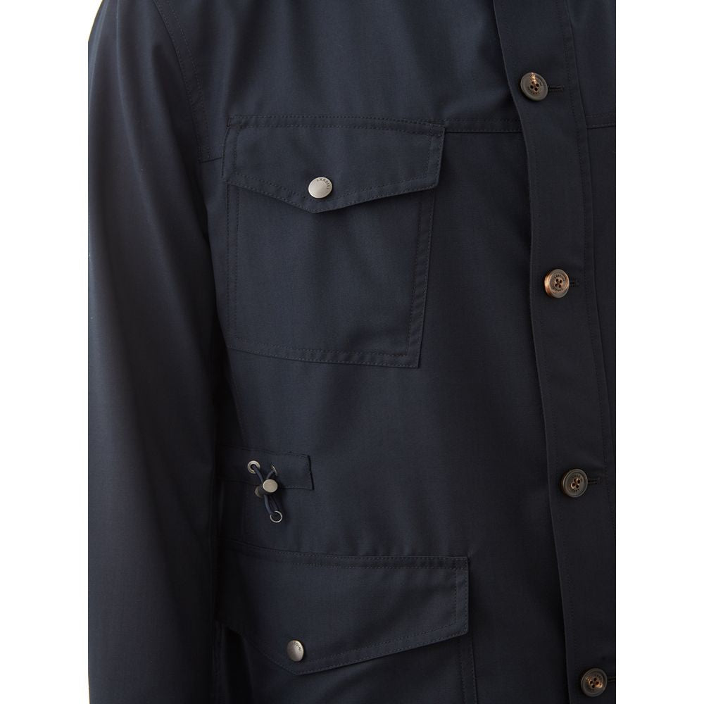 Lardini Blue Wool Coat - Reversible Luxury Outerwear Elegance