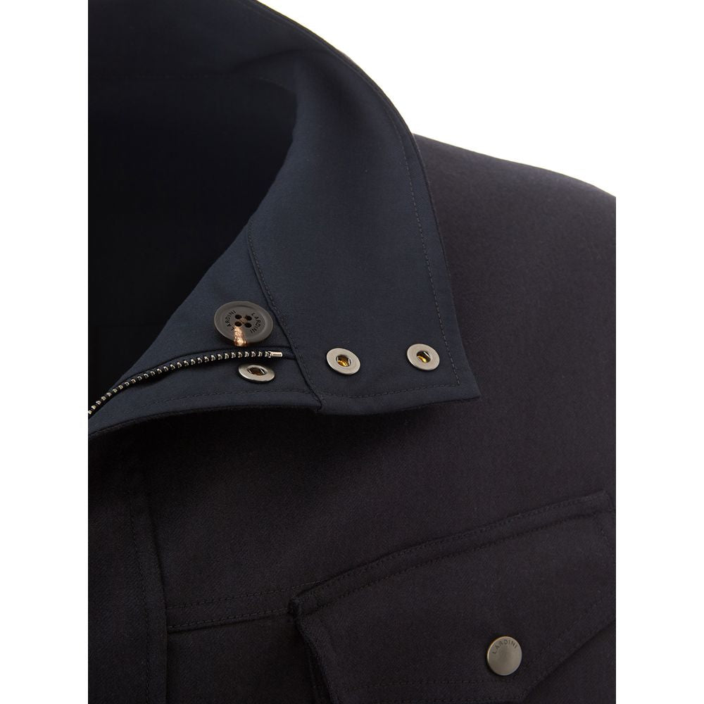 Lardini Blue Wool Coat - Reversible Luxury Outerwear Elegance