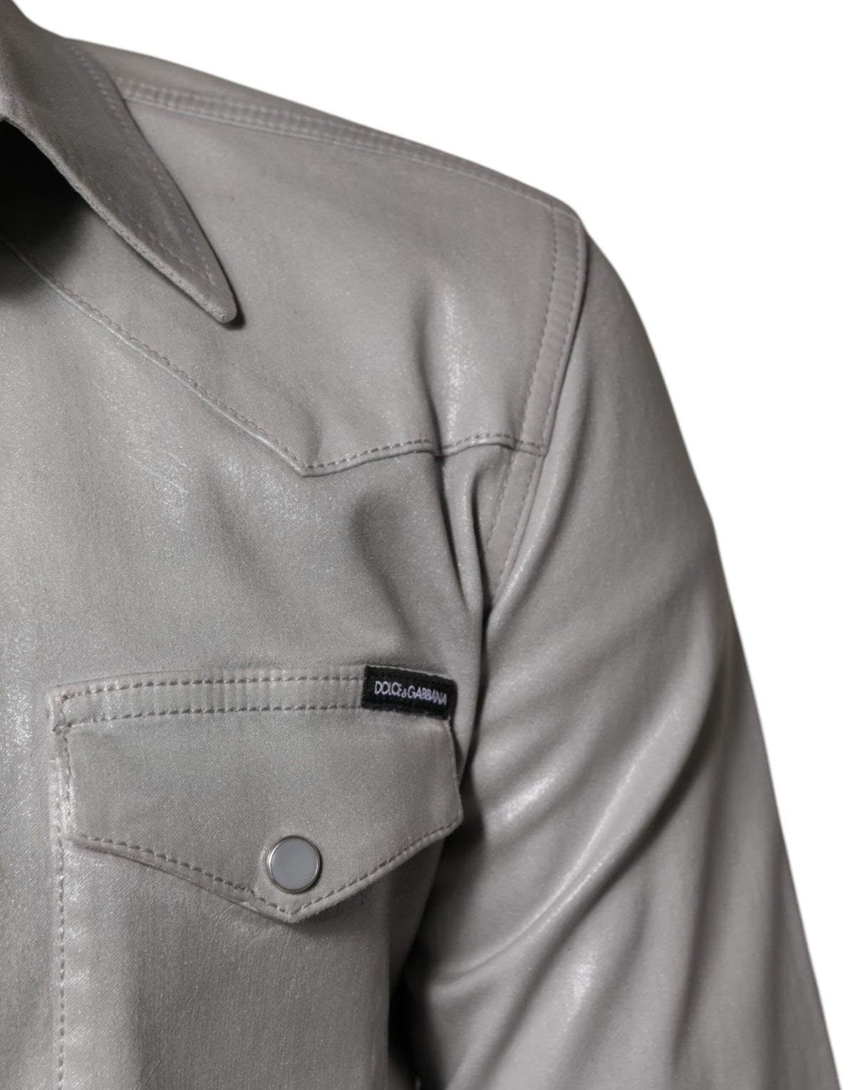 Elevate your wardrobe with the Dolce & Gabbana Metallic Gray Cotton Button Down Shirt, a testament to Italian craftsmanship and timeless elegance, perfect for any occasion.