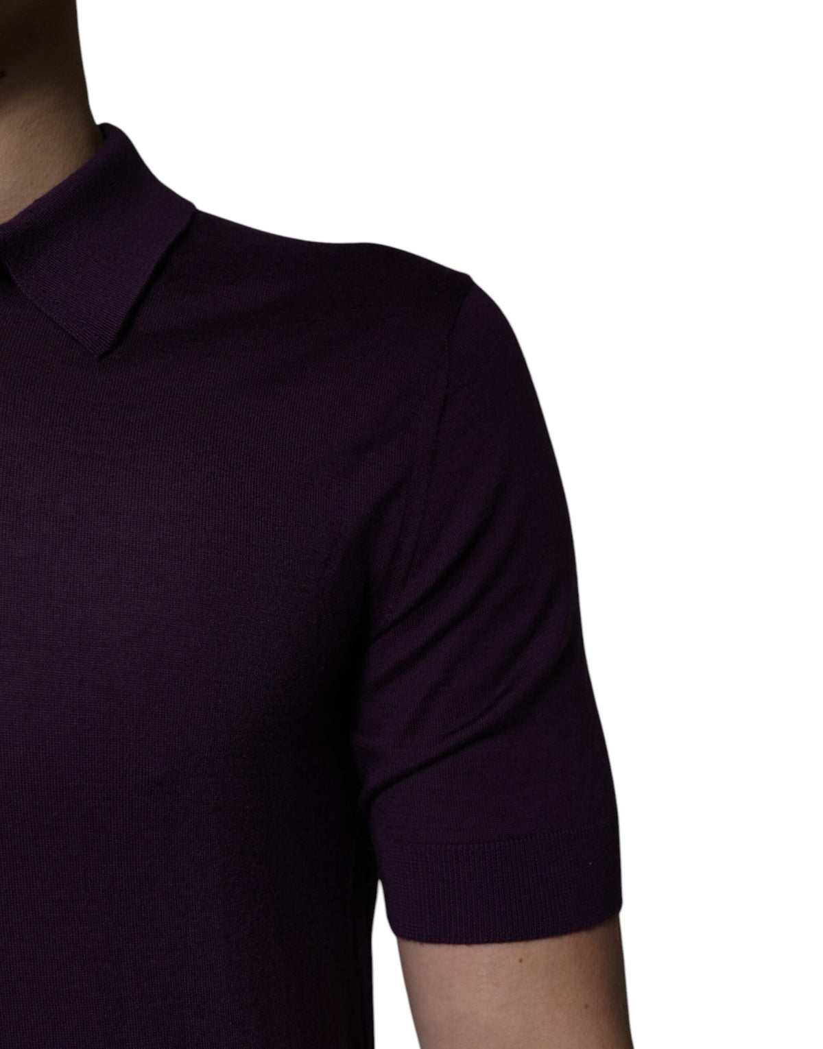 Indulge in the exquisite Dolce & Gabbana Violet Cashmere Collared Polo T-shirt, a testament to Italian craftsmanship and timeless elegance, perfect for the discerning wardrobe.
