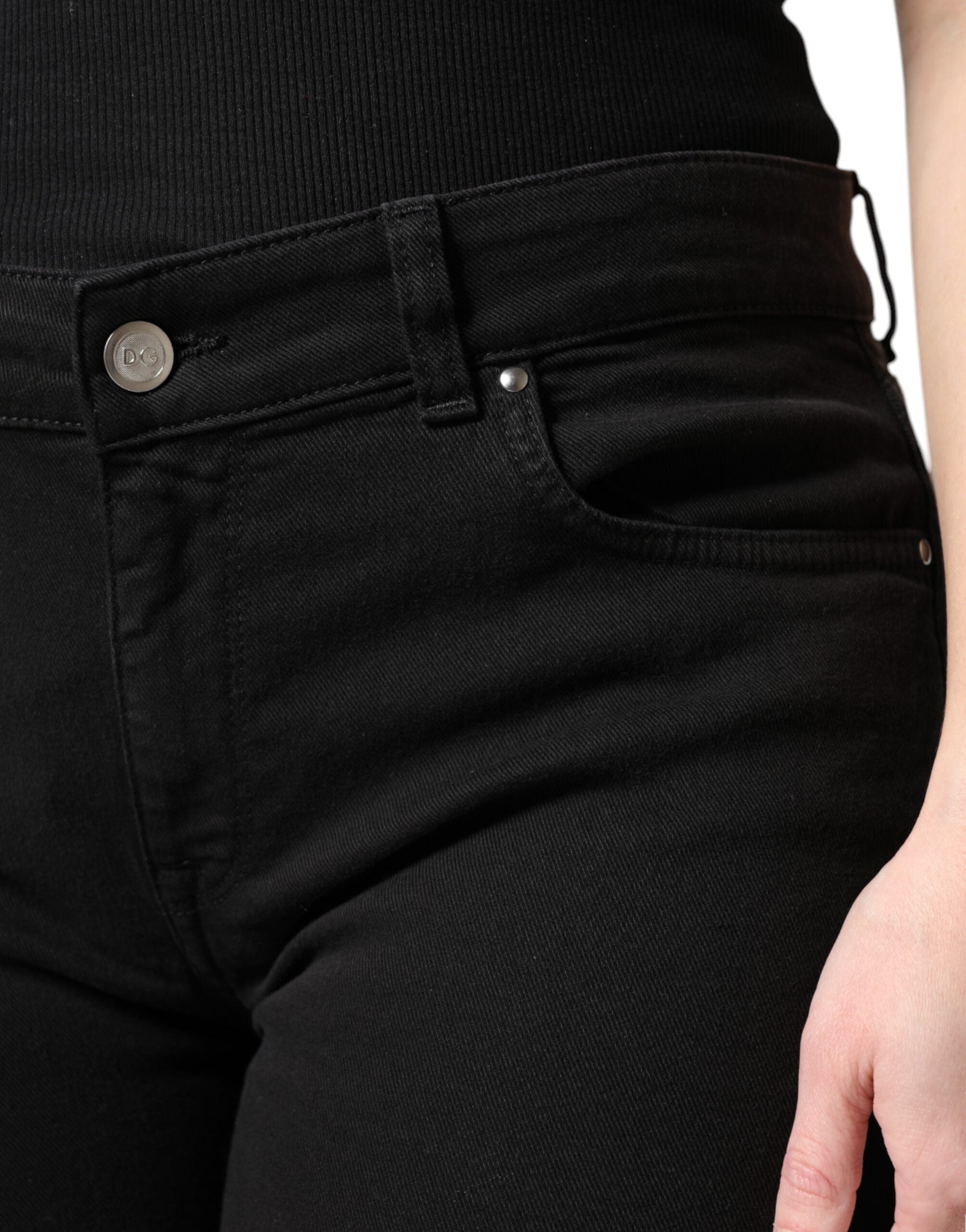 Dolce & Gabbana Black Cotton Mid Waisted Skinny Denim Jeans