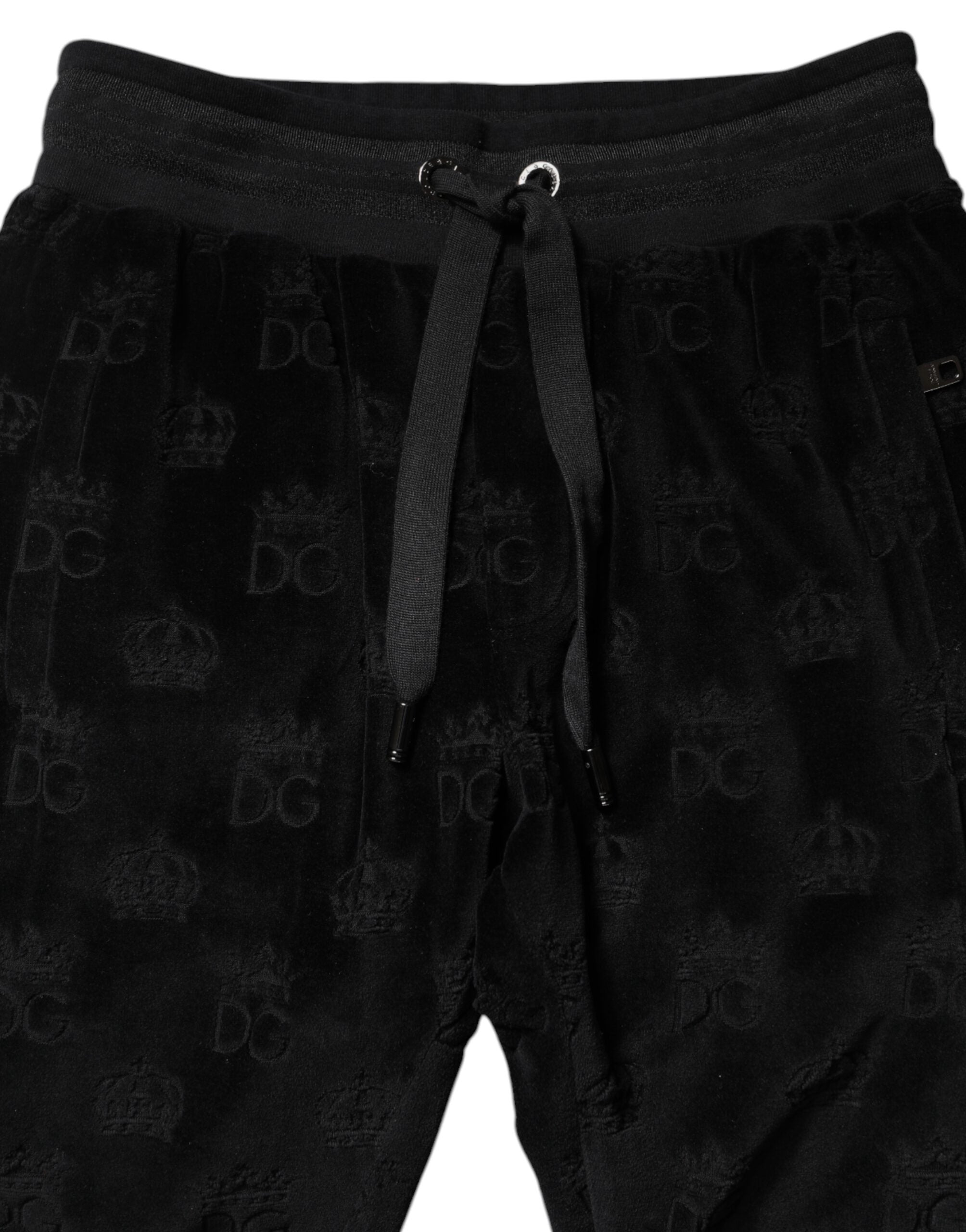 Dolce & Gabbana Black All-Over DG Logo Print Jogger Pants