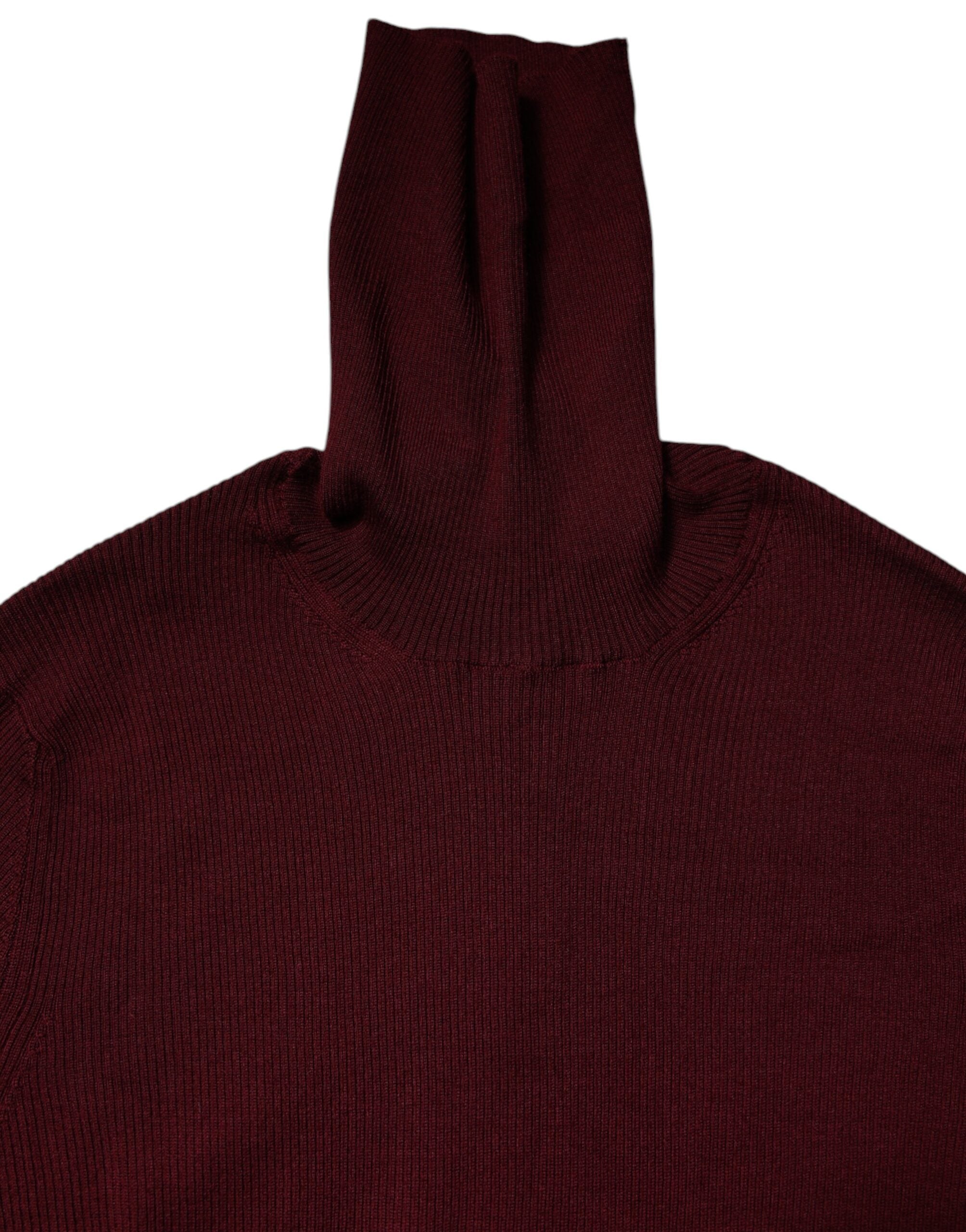 Dolce & Gabbana Burgundy Long Sleeves Turtleneck Slim Sweater