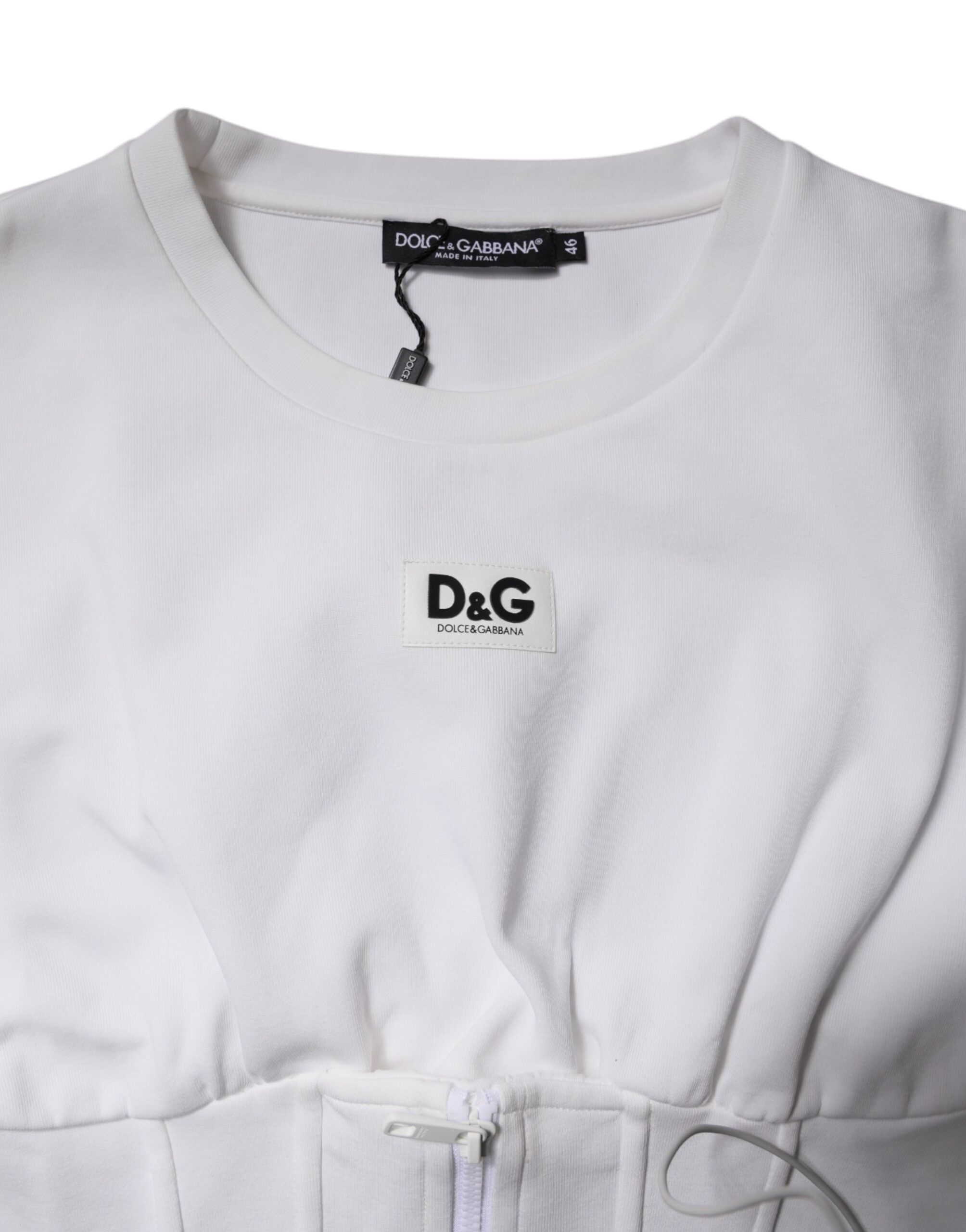 Dolce & Gabbana White Cotton Blend 3/4 Sleeves Blouse Top