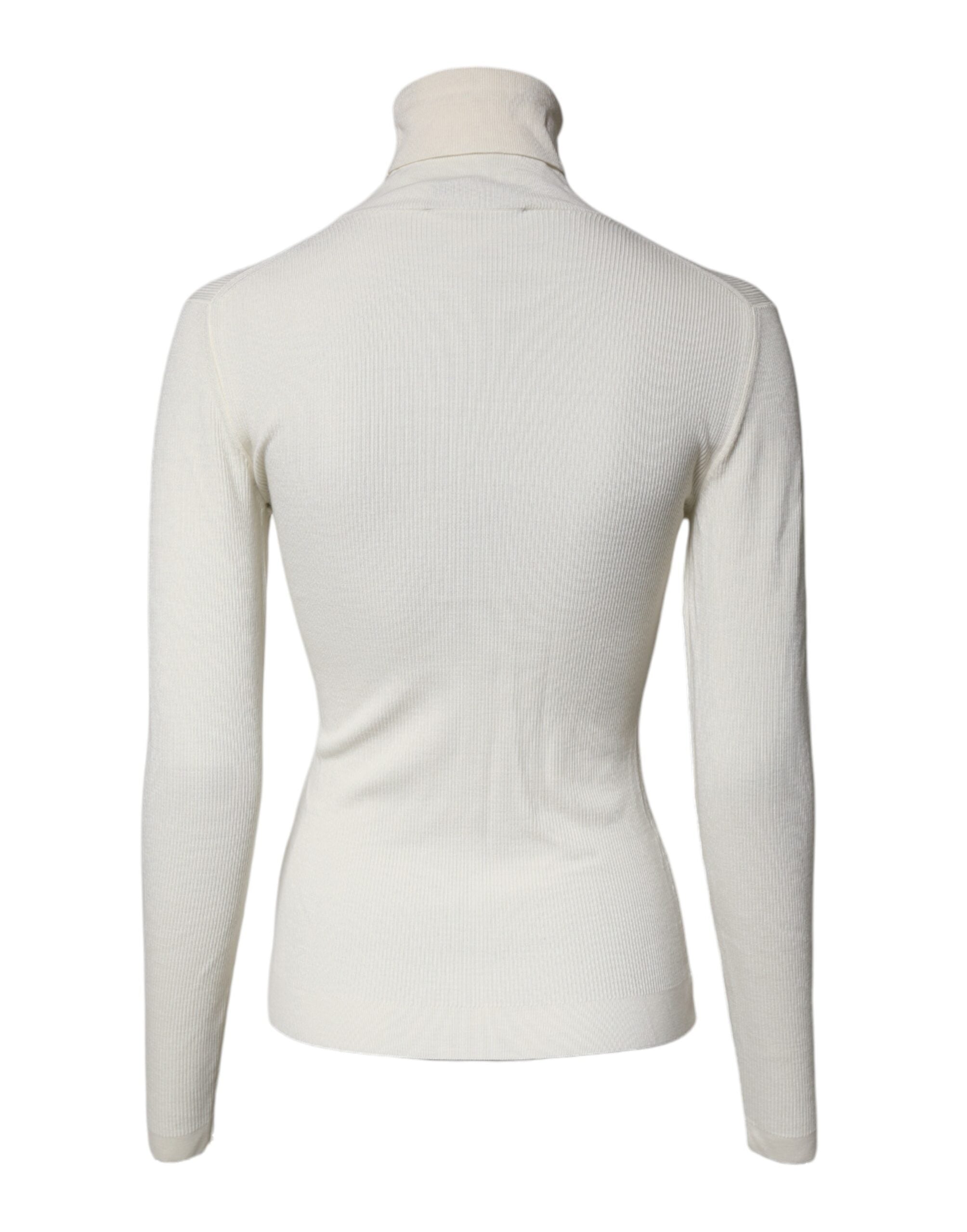 Dolce & Gabbana Cream Long Sleeves Turtleneck Slim Sweater