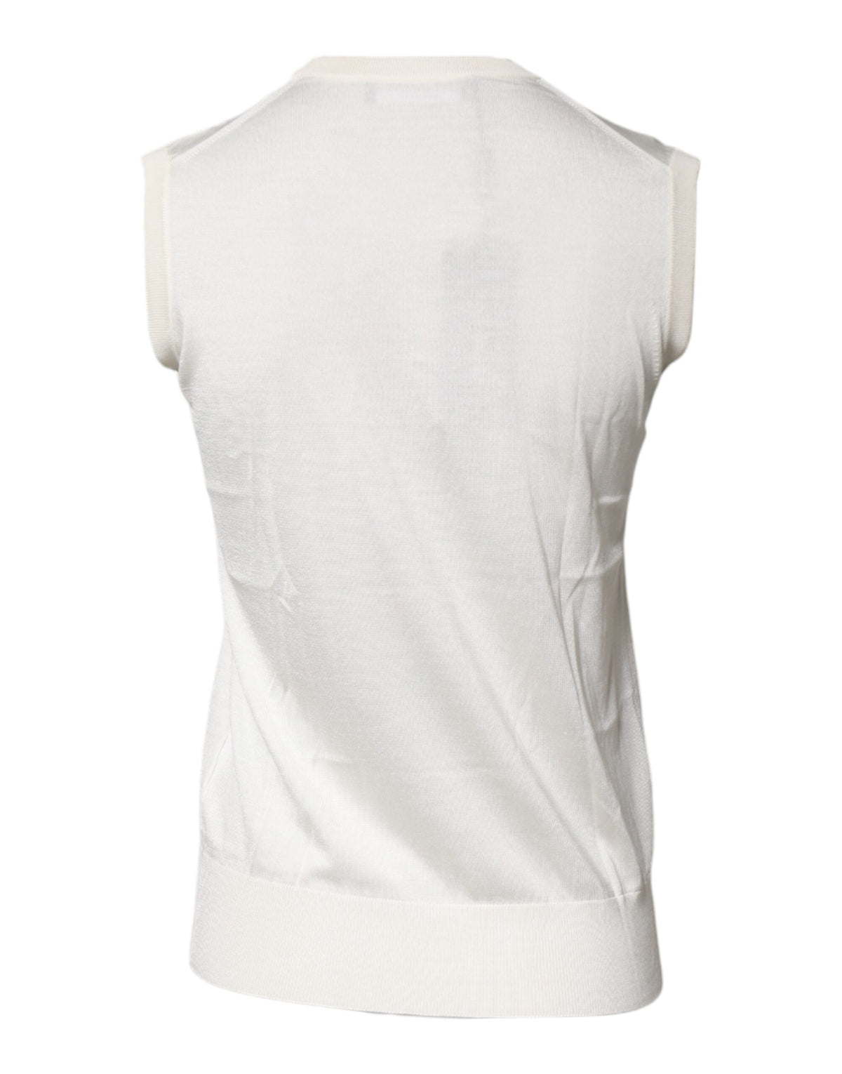 Elevate your elegance with the Dolce & Gabbana Cream Sleeveless Silk Round Neck Tank Top, a timeless piece crafted from pure silk, embodying luxurious sophistication for every occasion.