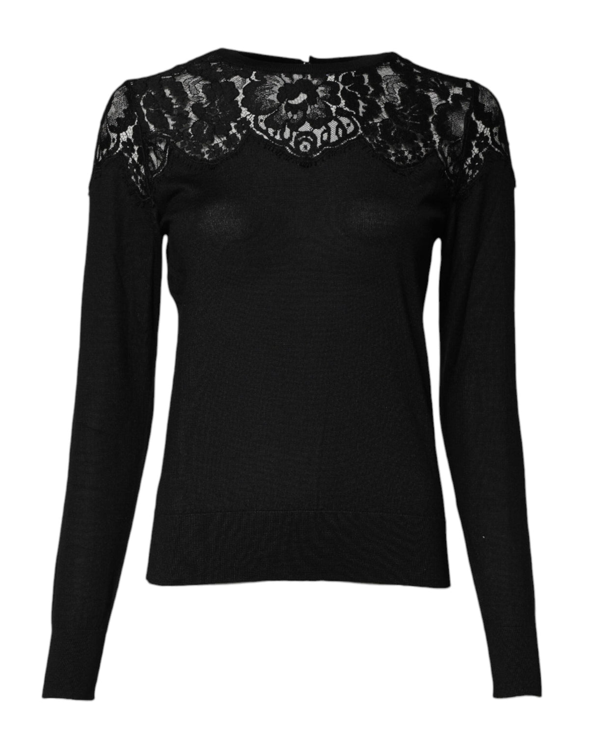 Elevate your wardrobe with the Dolce & Gabbana Black Floral Lace Long Sleeves Blouse Top, a masterpiece of Italian craftsmanship blending cashmere and silk for timeless elegance.