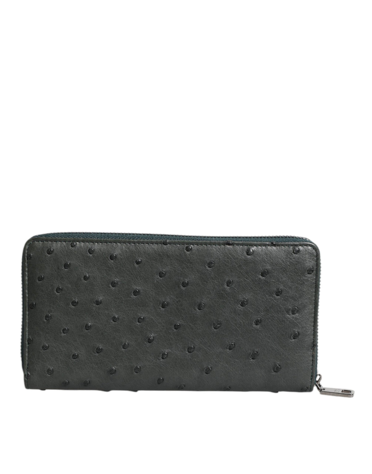 Indulge in the exquisite Dolce & Gabbana Green Ostrich Logo Plaque Zip Around Continental Wallet, a luxurious blend of artistry and function, crafted from premium ostrich leather for the discerning individual.