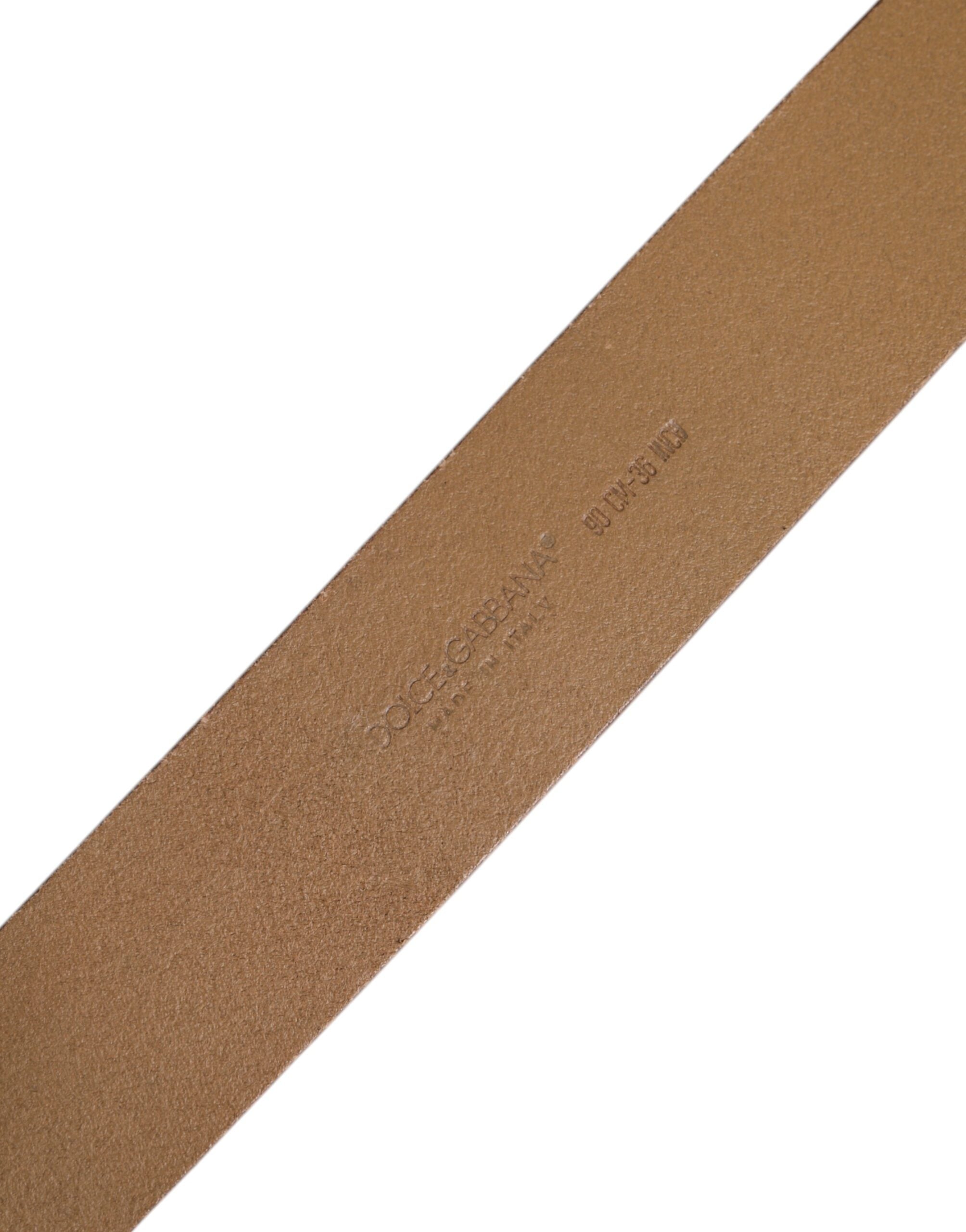 Dolce & Gabbana Brown Leather Classic Metal Logo Buckle Belt