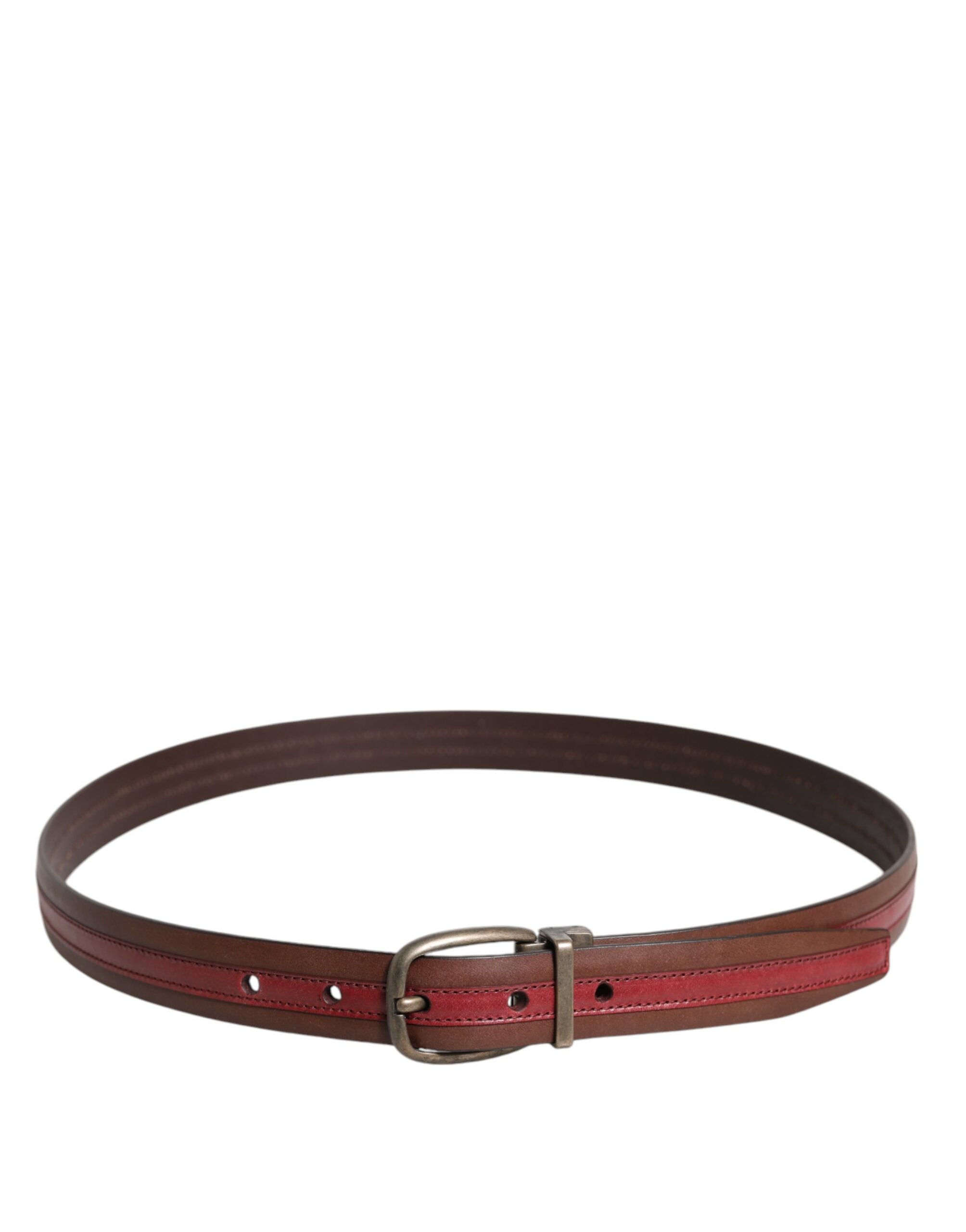 Dolce & Gabbana Burgundy Leather Metal Logo Buckle Belt